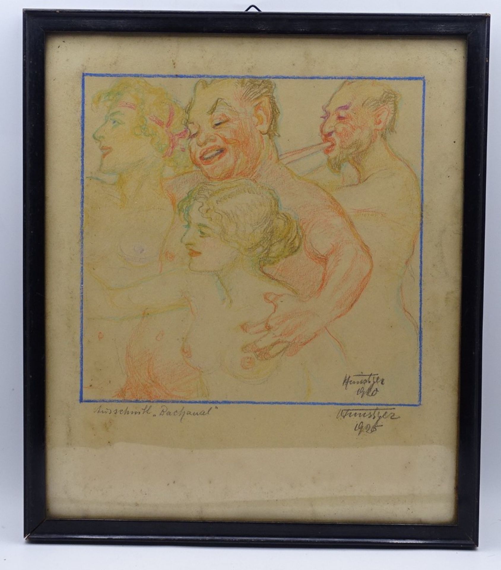 unles.Kohle Zeichnung,Bacchanal-Bacchanalien,1925?,ger/Glas,RG 29x25,5cm