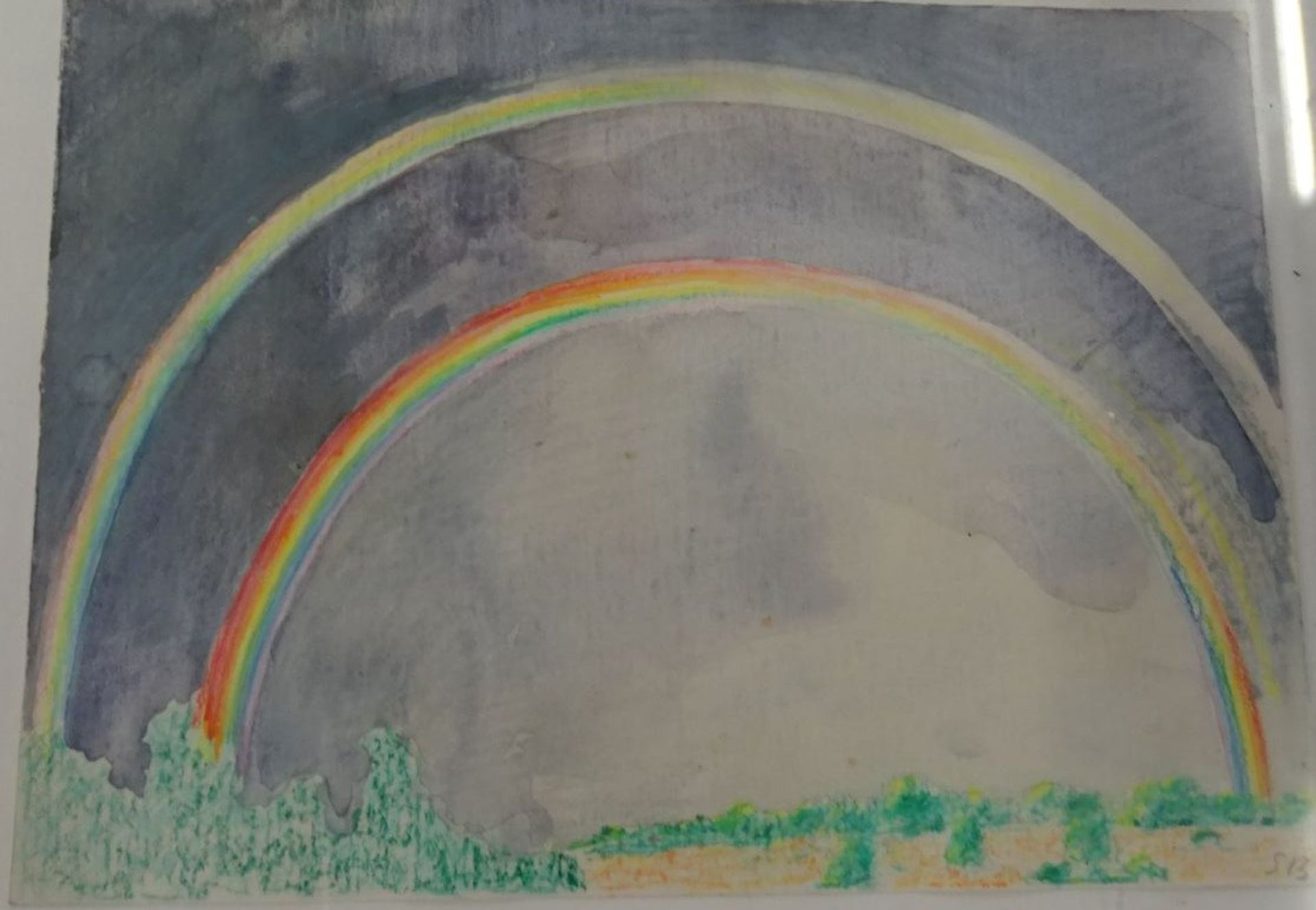 Samuel BURI (1935) "Regenbogen" orig. Aquarell, SB monogrammiert, Blattgrösse 14x19 cm, ger/Gla