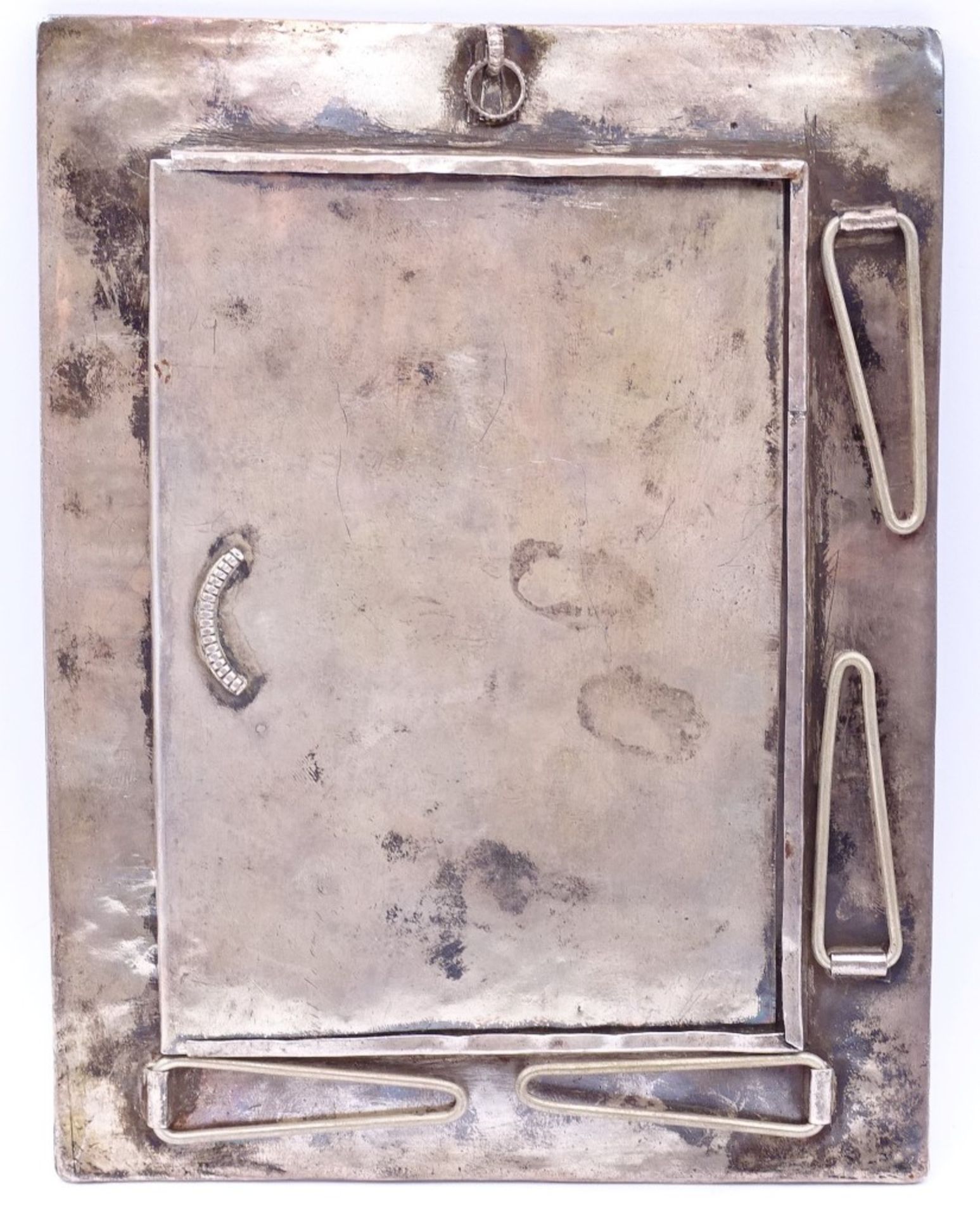Tischfoto Rahmen in Sterling Silber mit Koralle,türkise und Lapislazuli, 17,5x13,5cm,278gr.,ohne - Bild 4 aus 4