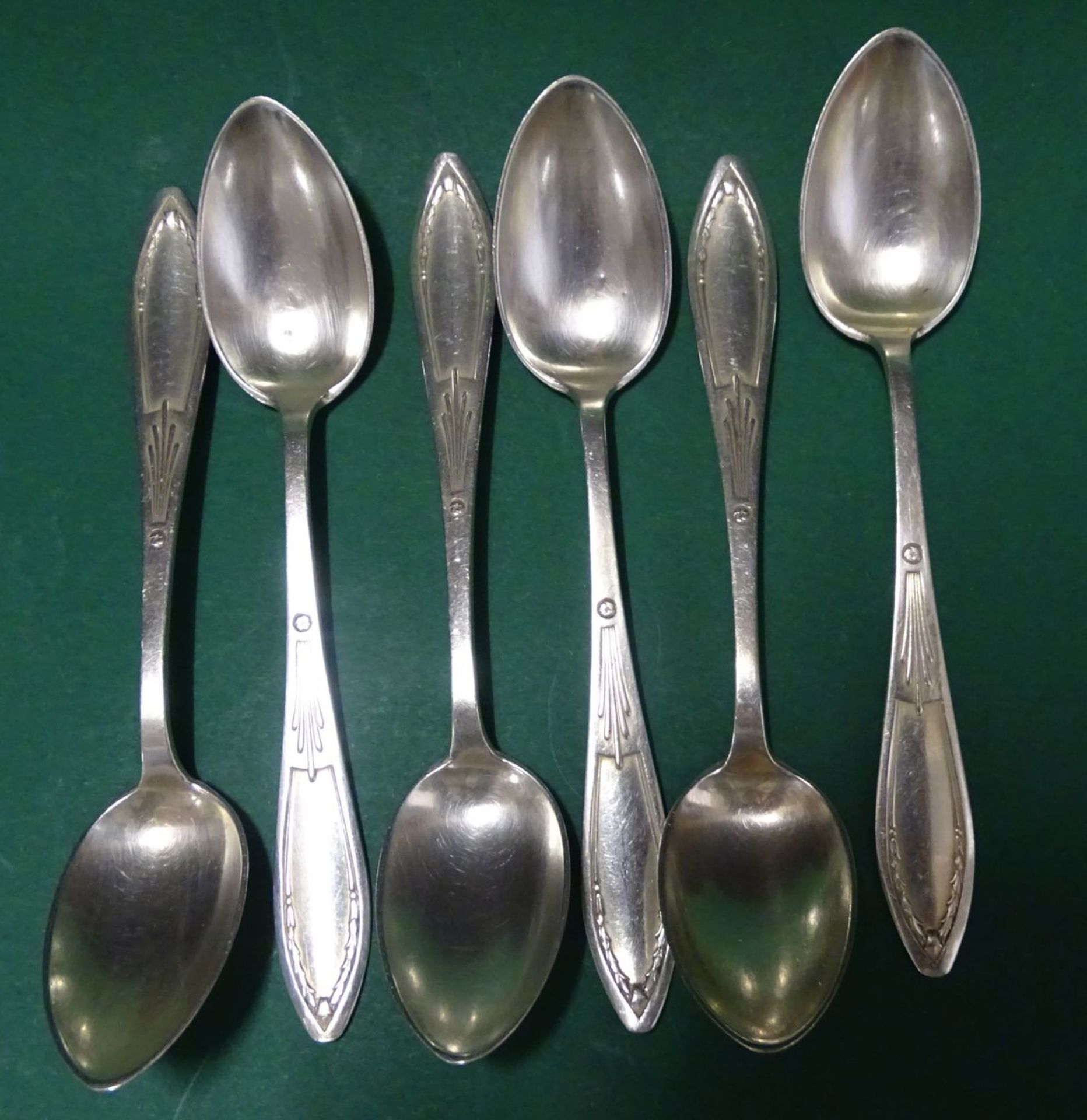 6 Kaffeelöffel, Silber-800-, L-13 cm, zus. 88 gr - Bild 2 aus 4