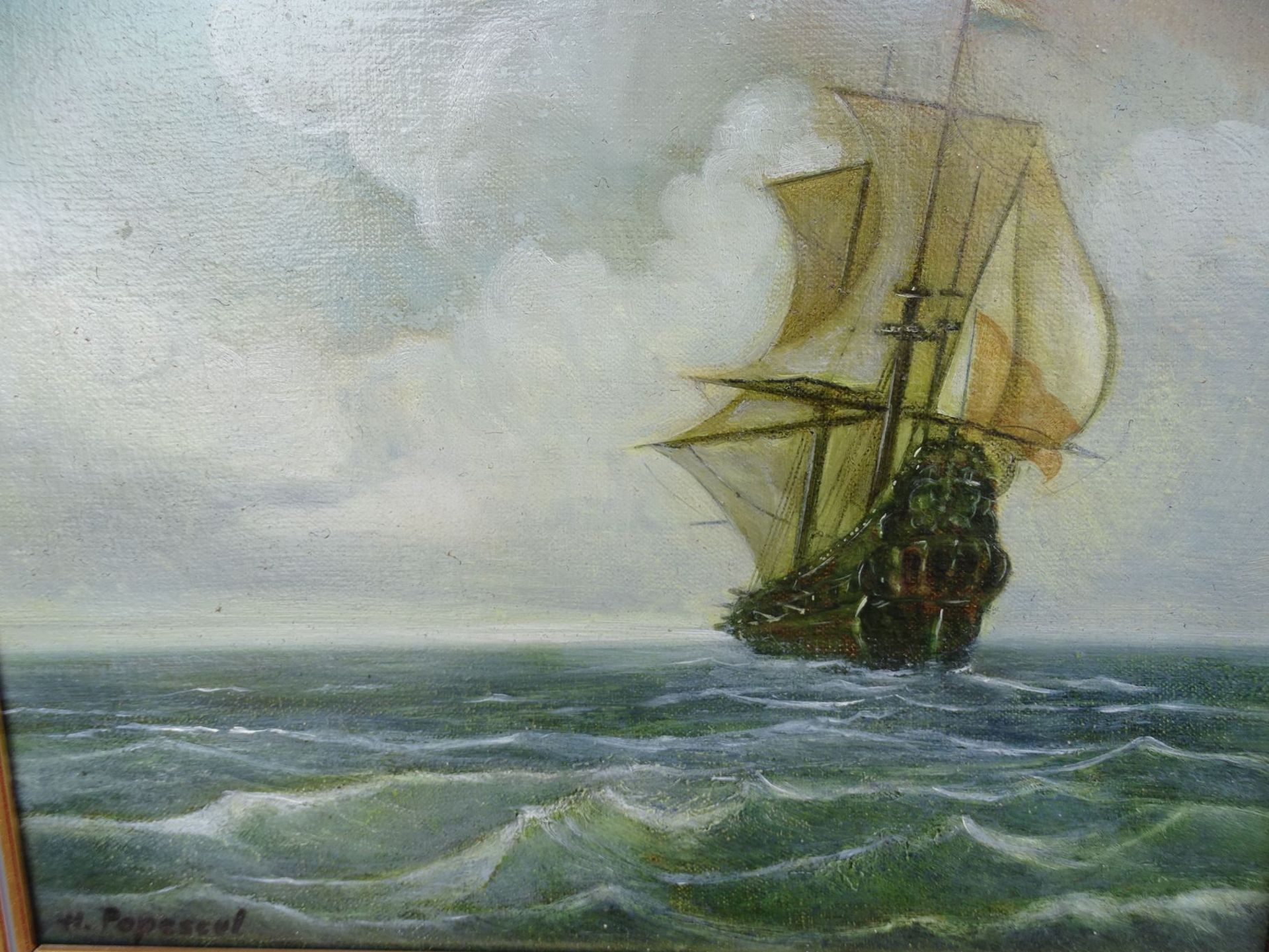 W. Poepseul "Segelschiff auf See!, Öl/Leinen.gerahmt RG33x38 c
