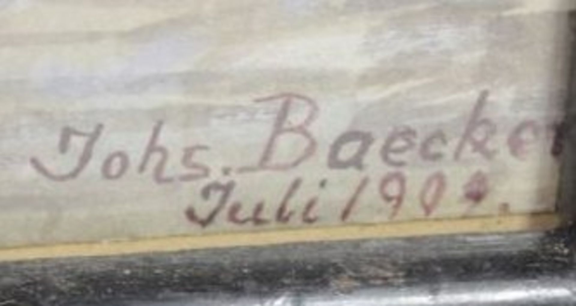 Baecker, Johs (Johannes) (19./20. Jh.) "Schiffe", Aquarell, sign. u.r. u. dat. Juli 1909, gerahmt/ - Bild 2 aus 3