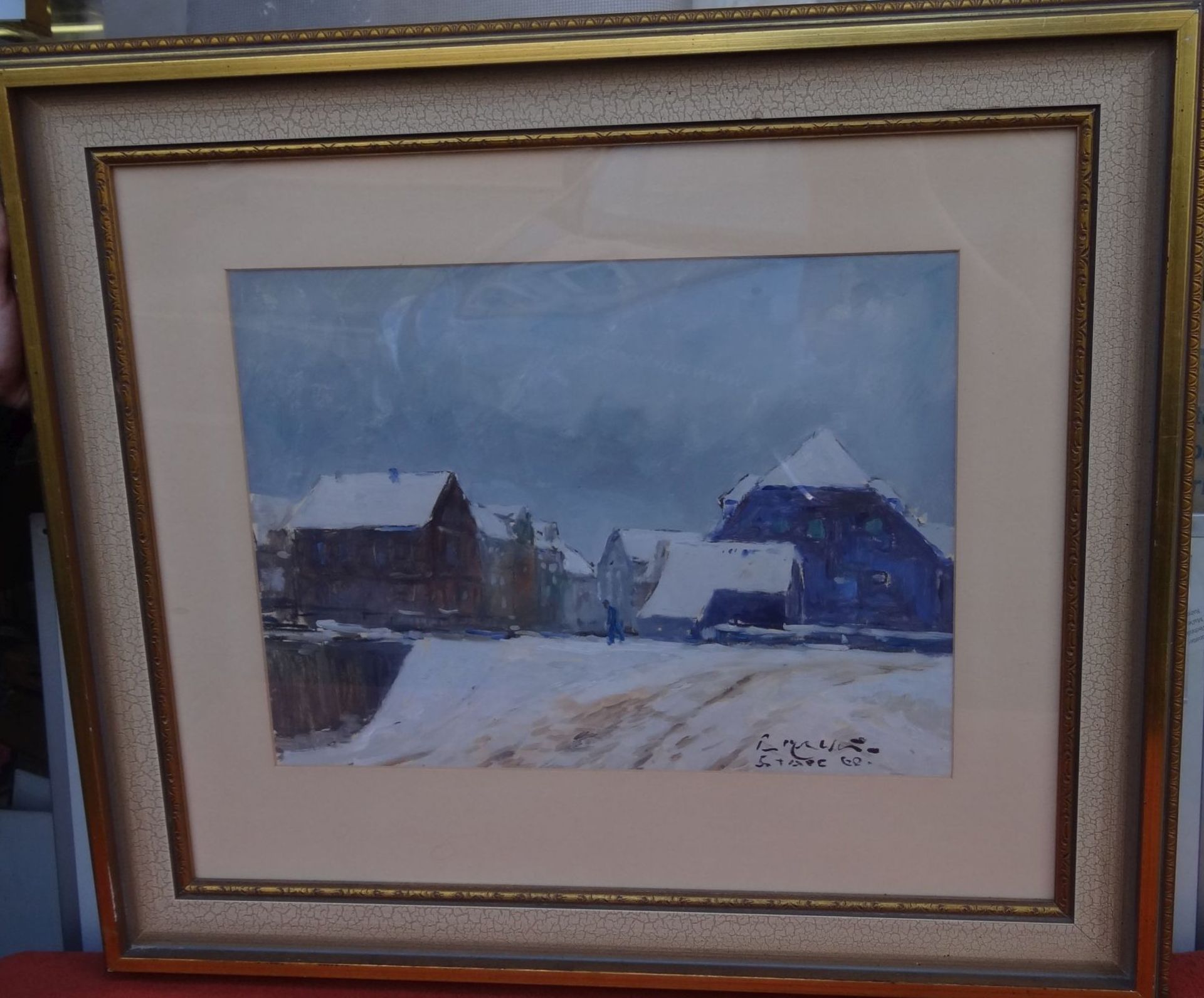 Paul Ernst WILKE (1894-1972), 1962 "Stade im Winter", Öl/Pappe gut ger/Glas, MG 34x45 cm, RG 65x73 - Bild 2 aus 6