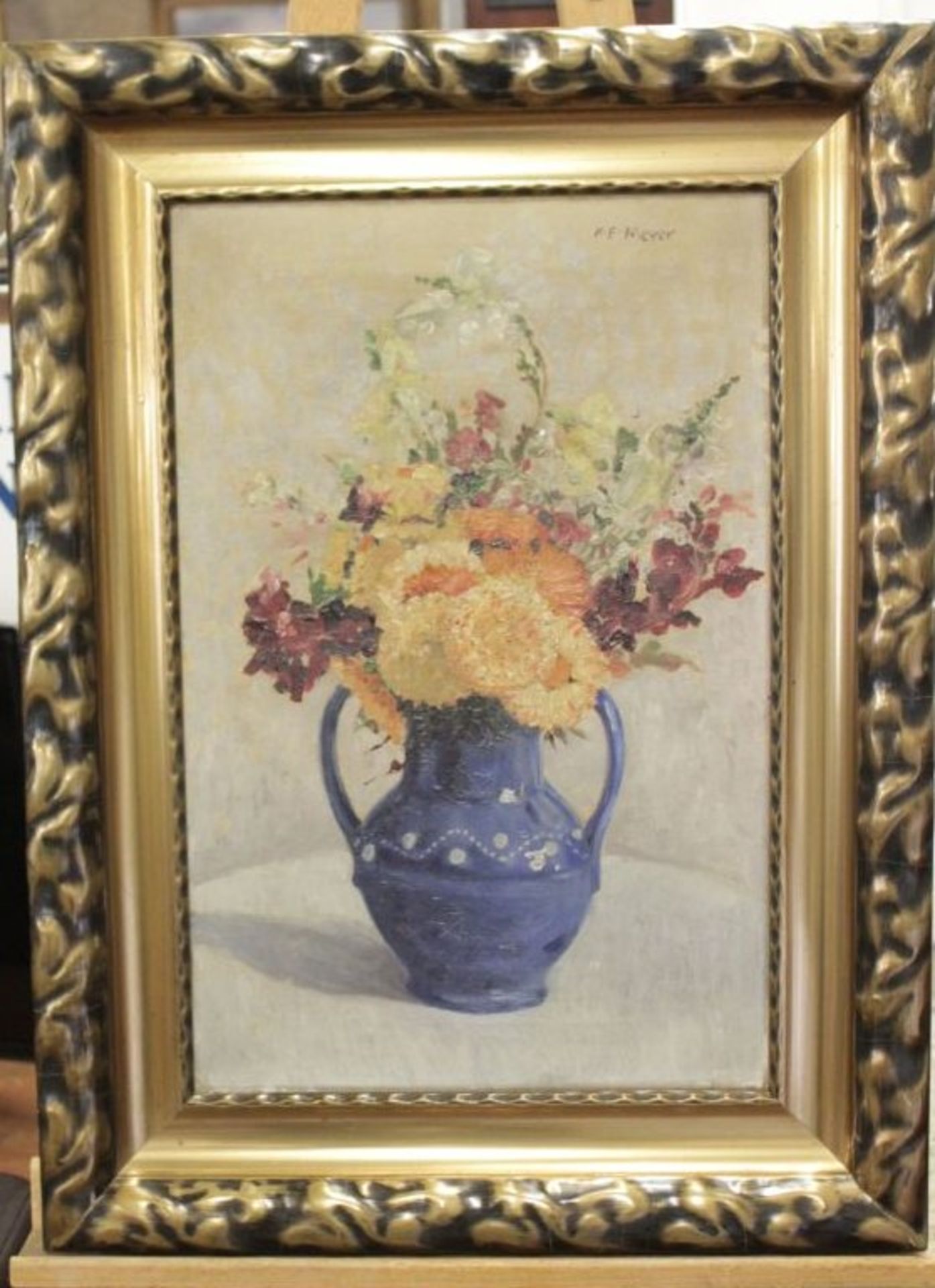 K.E. Meyer, Blumen in Case, Öl/Leinwand, gerahmt, RG 73 x 54 cm. - Image 2 of 2