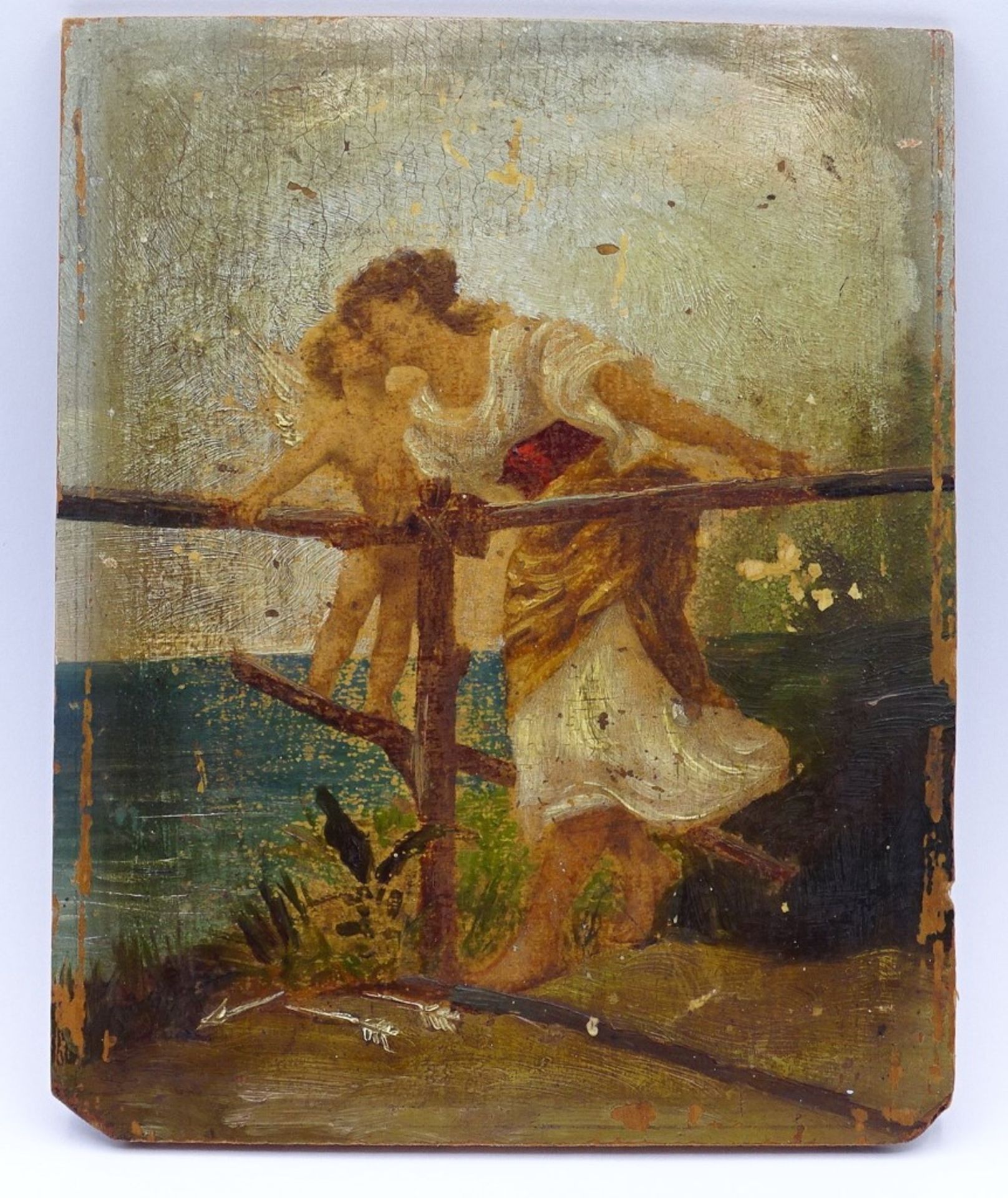 anonymes Gemälde Armor mit Venus, Öl/Holz,16,5x13,5
