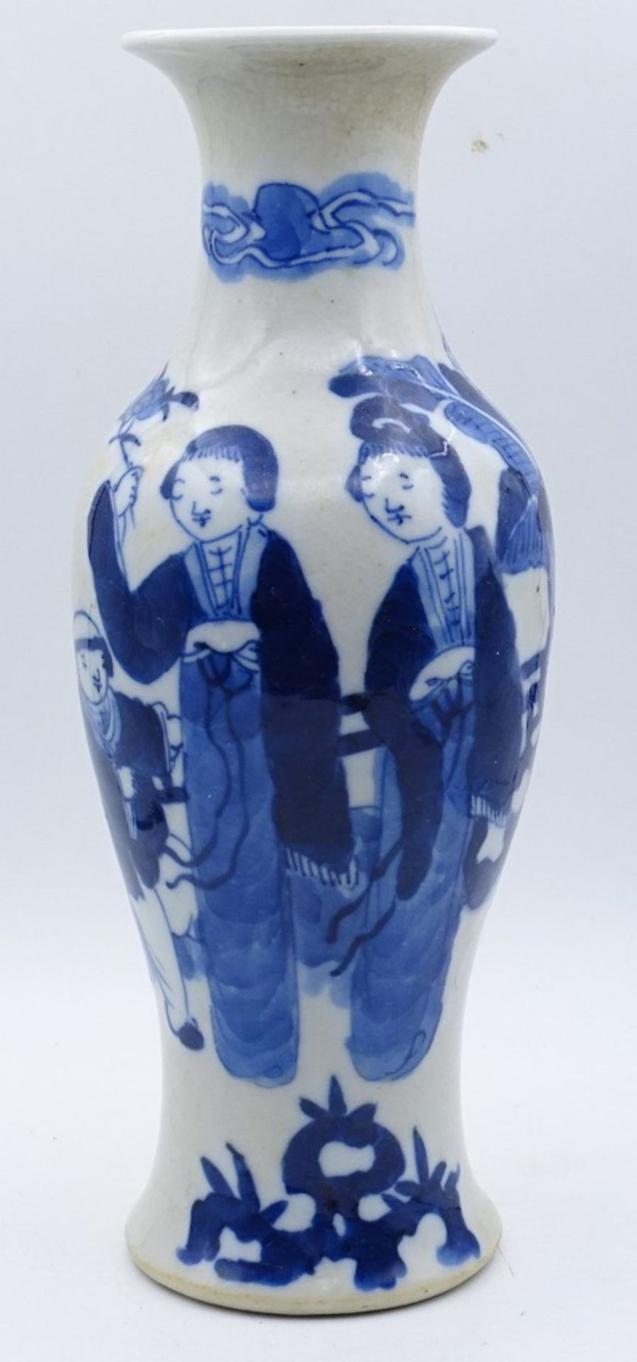 Porzellan Vase, China/Japan mit Blaumalerei,im Boden beschriftet,H-25,5cm