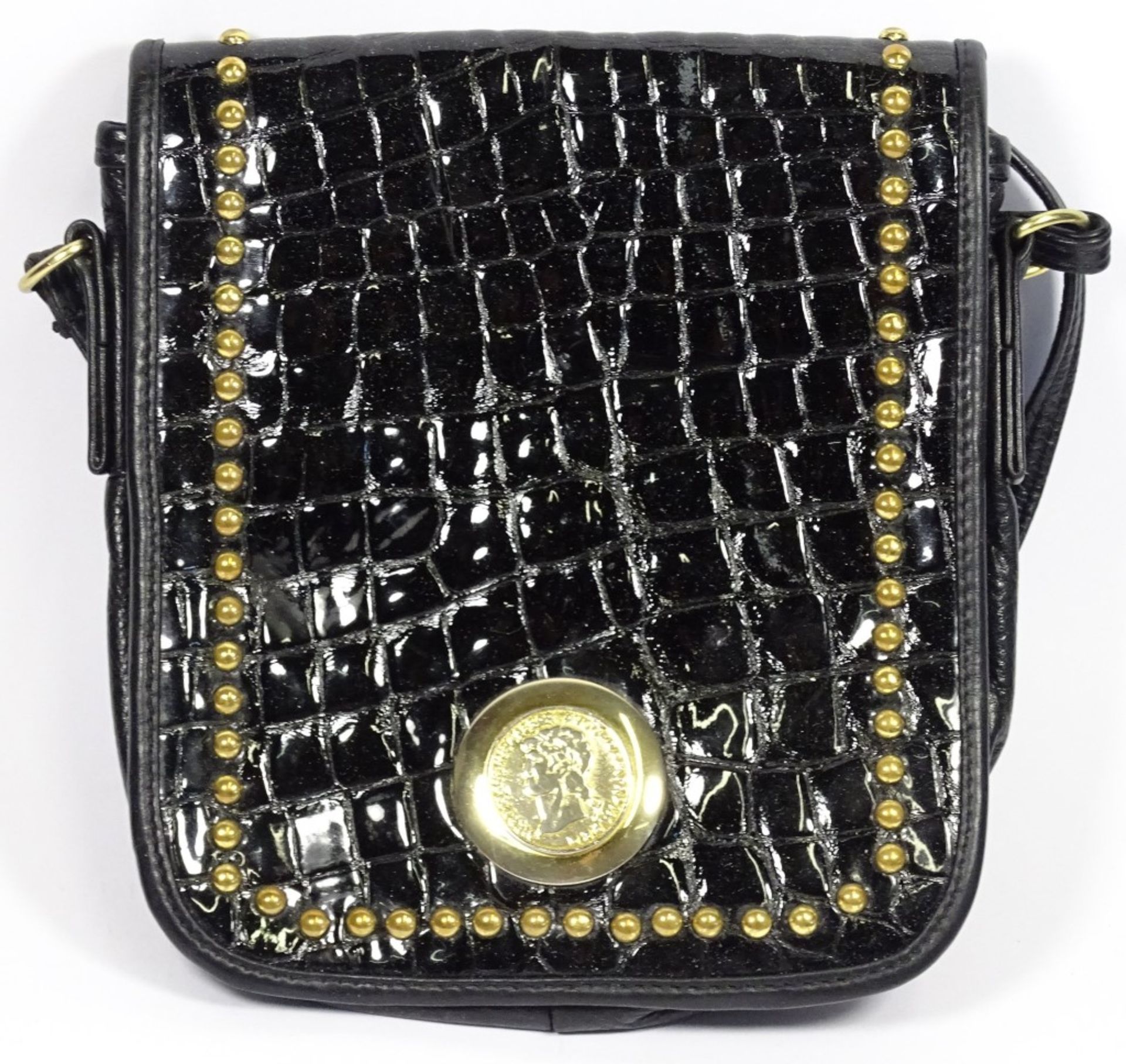 schwarze Damen Handtasche, 19x18cm,