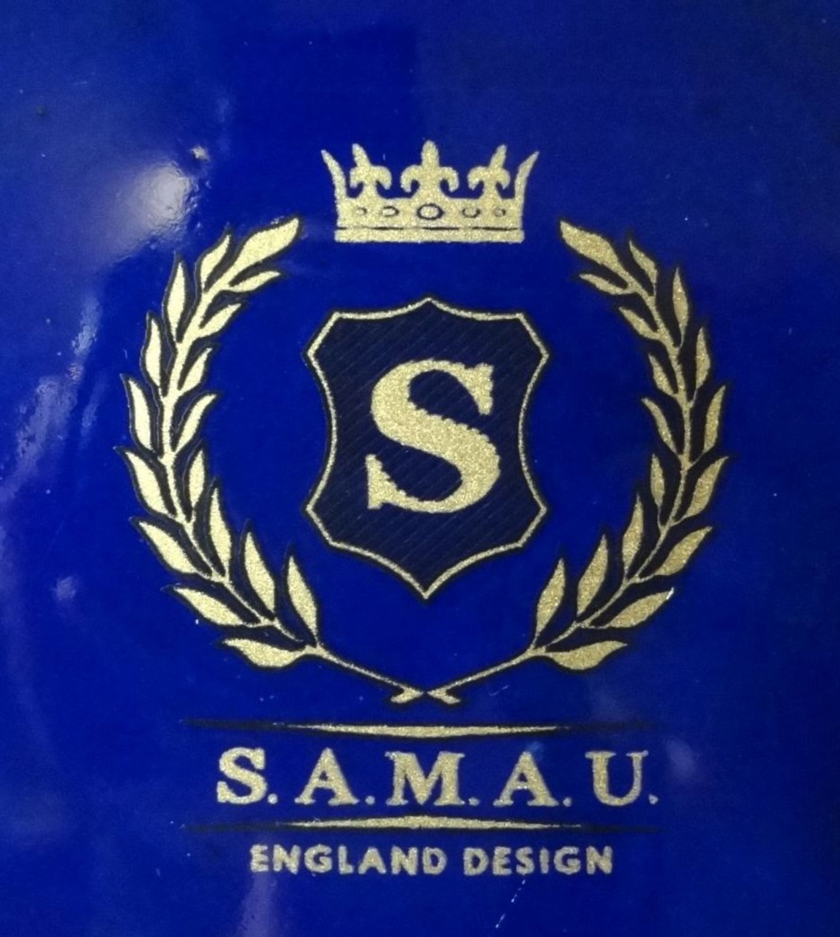 grosse Platte S.A.M.A.U. England Design, Kobalt mit Gold, D-34 cm - Bild 4 aus 5