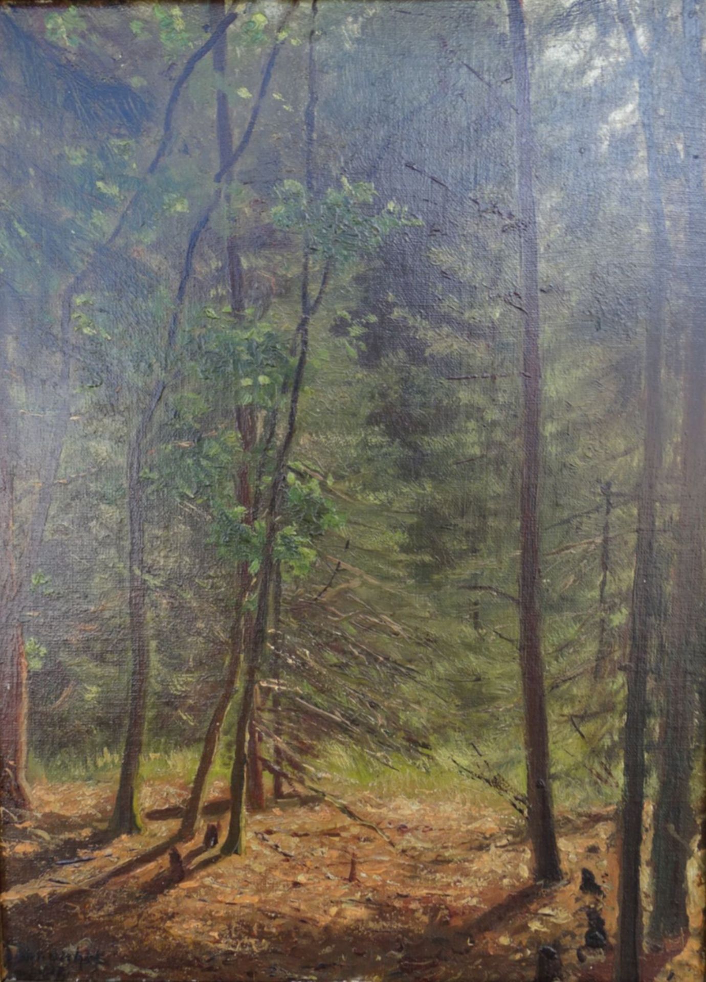 unleserl. sign. "Wald" Öl/Platte, gerahmt, RG67x53 c - Bild 2 aus 6