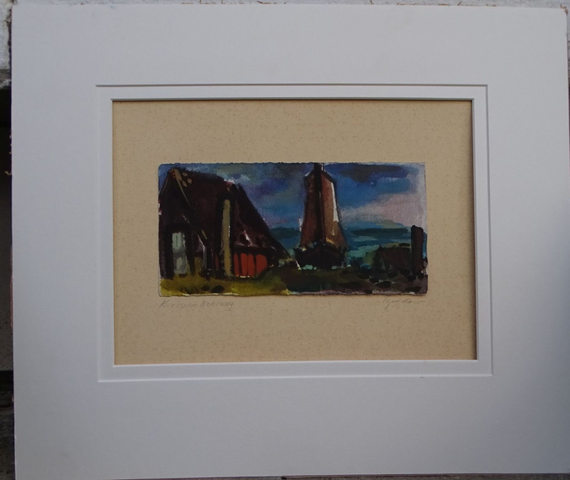 Rudolf BREDOW (1909-1973) "Kurische Nehrung" betiteltes Aquarell, MG 10x20 cm, in PP, - Bild 2 aus 6