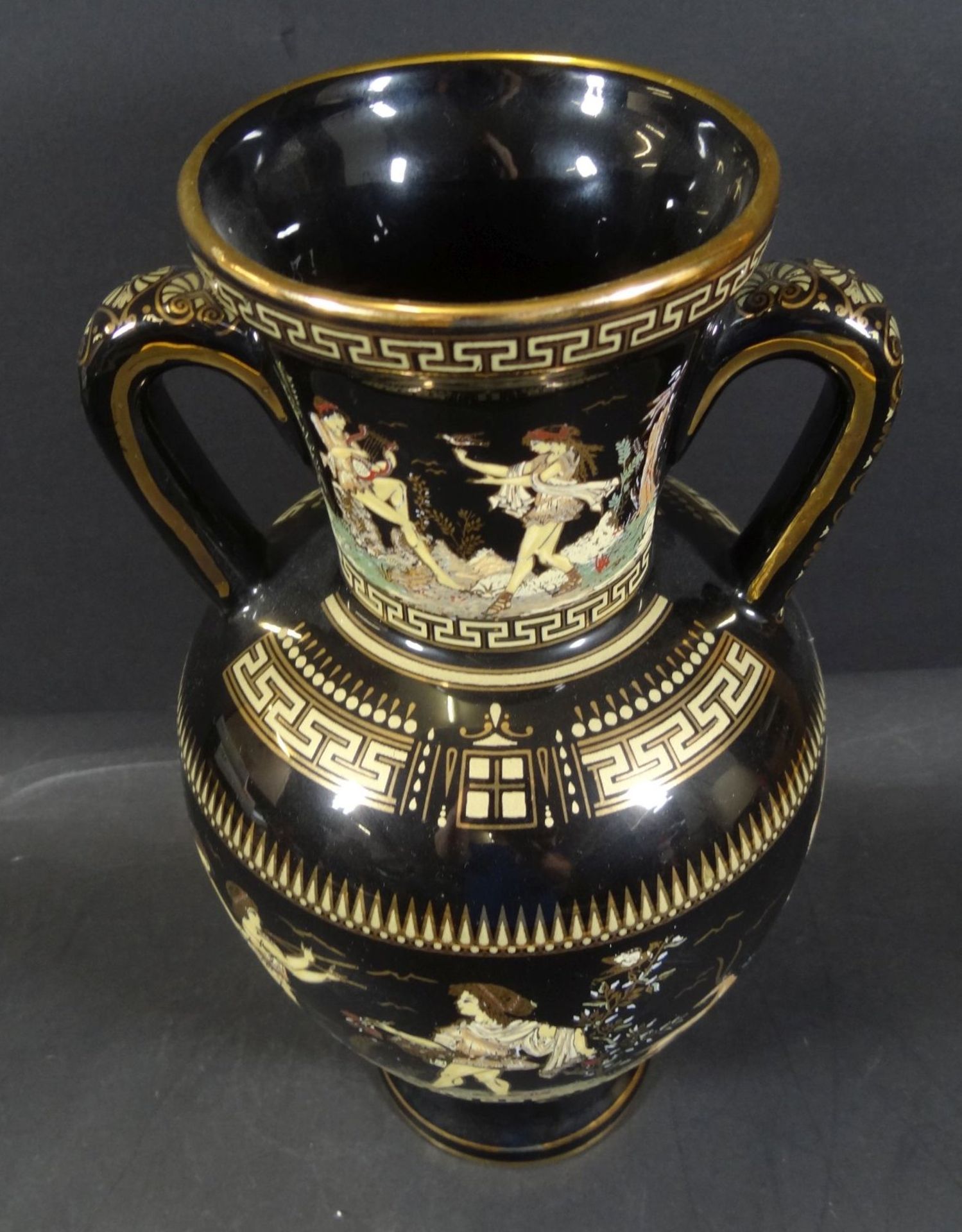 gr. Henkelvase mit antikis. griechischen Motiven bemalt, Greece Handarbeit, H-30 cm - Bild 3 aus 7