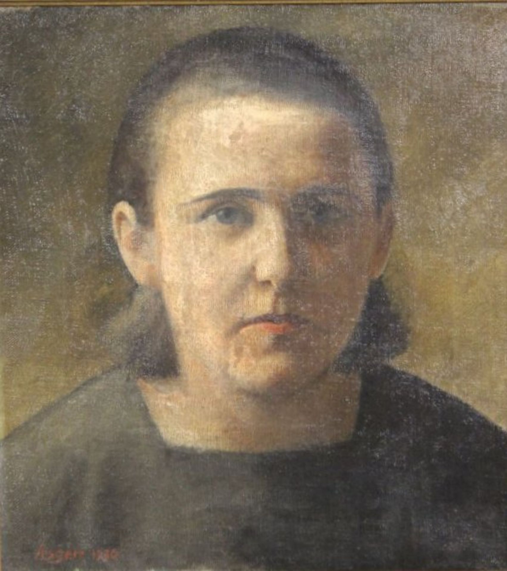 Asgen o.ä. , Portrait einer jungen Isländerin, dariert 1930, Öl/Leinwand, gerahmt, RG 40 x 36,5c