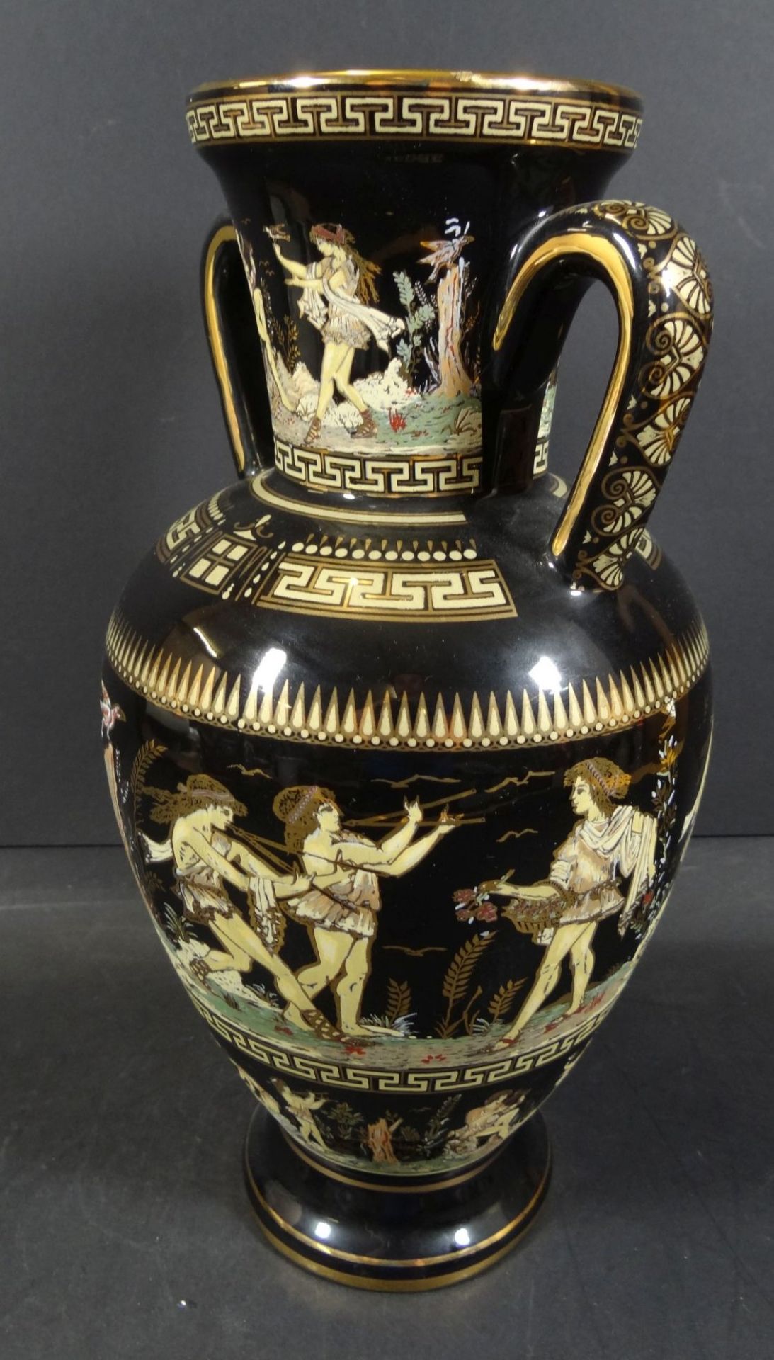 gr. Henkelvase mit antikis. griechischen Motiven bemalt, Greece Handarbeit, H-30 cm - Bild 5 aus 7