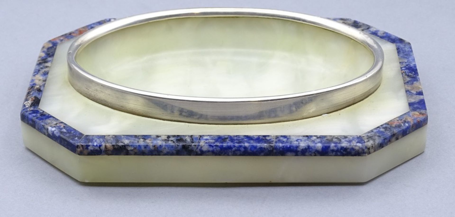 Seifenschale mit Silberrand,Onyx und Lapislazuli Boden,13,7x9,5cm - Bild 2 aus 5