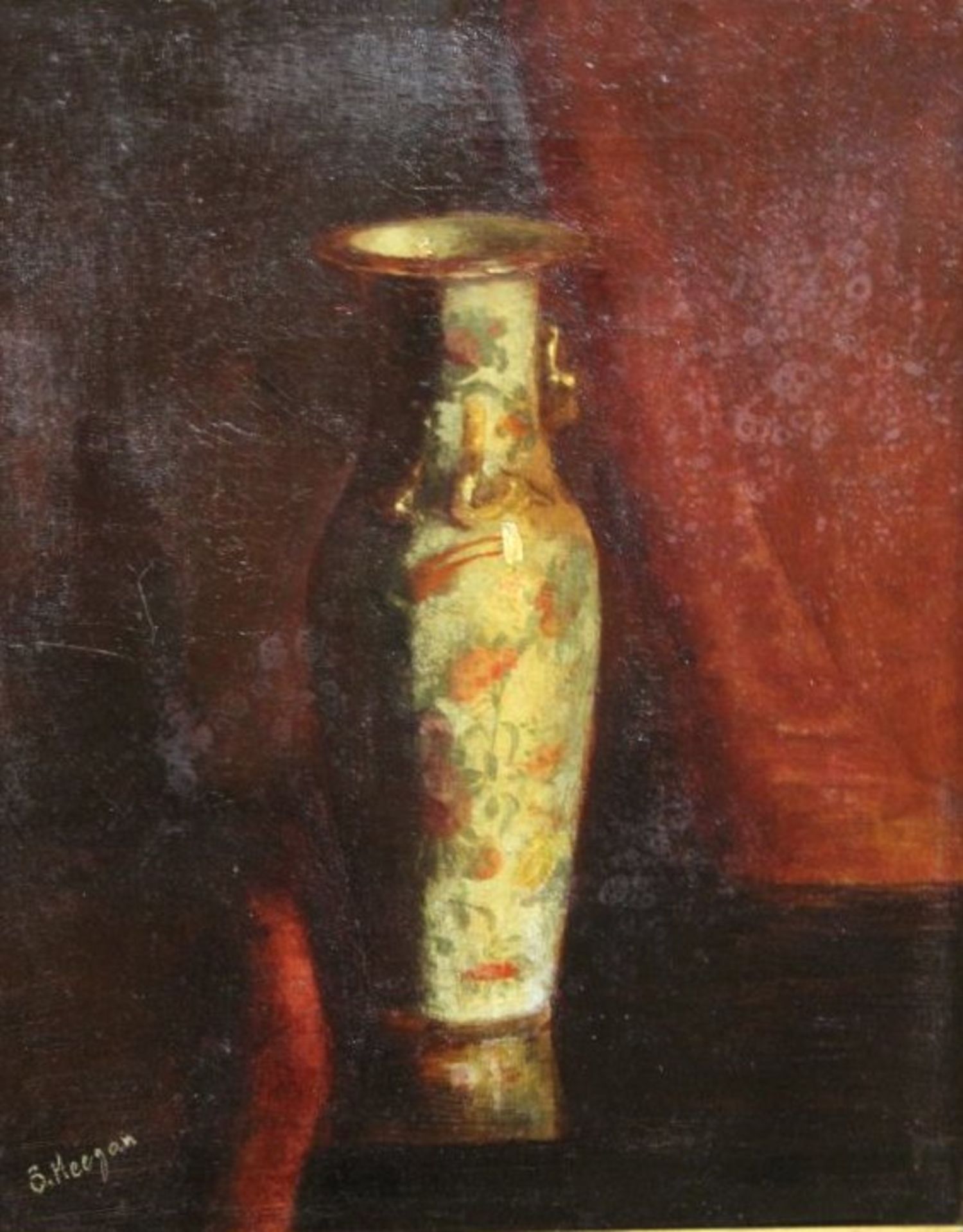 S.Keegan, Stilleben mit Vase, wohl anf. 20. Jhd., Öl/Leinwand, alt gerahmt, Rahmen mit