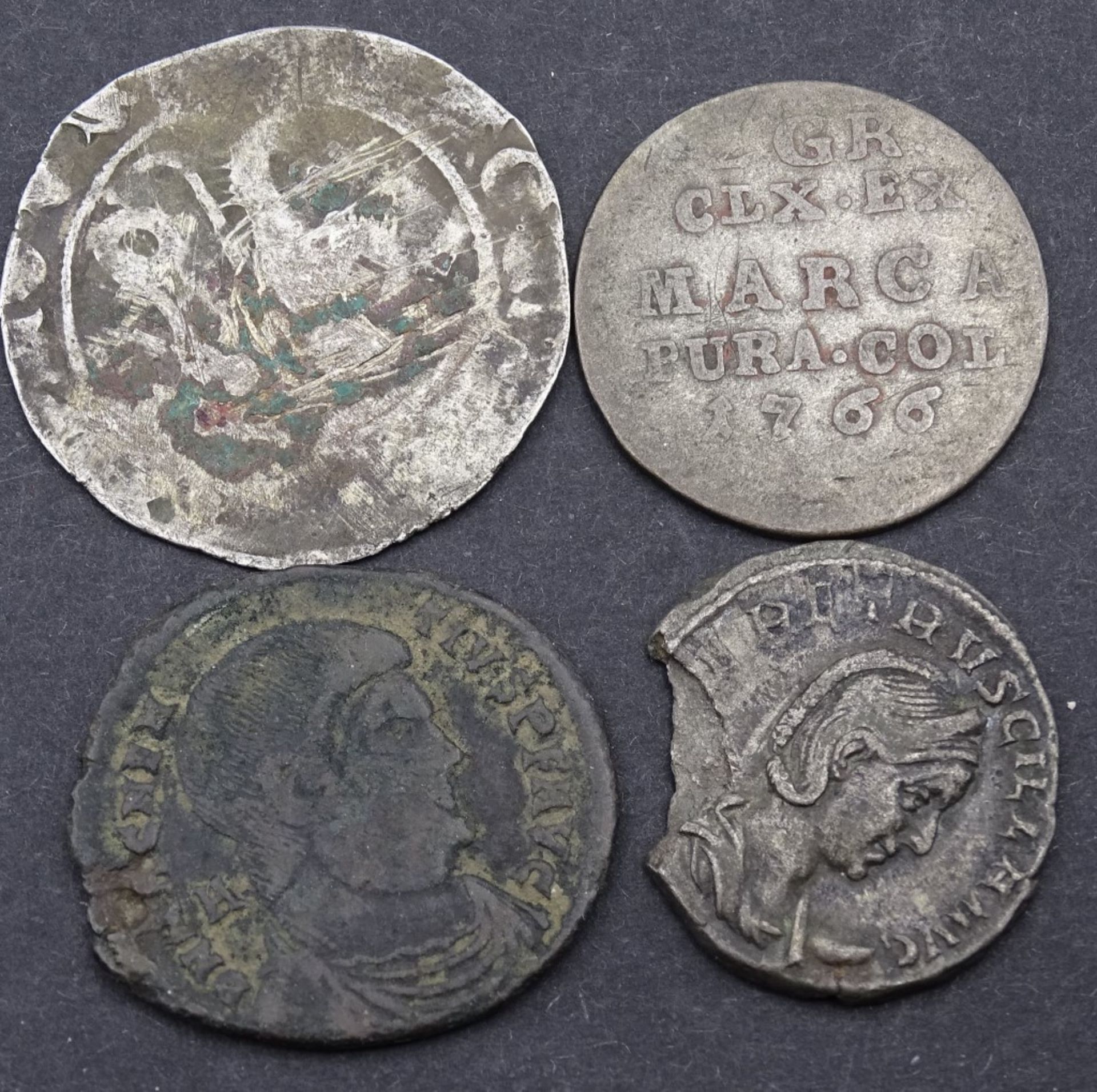 4 antike Münzen,teilweise Silber