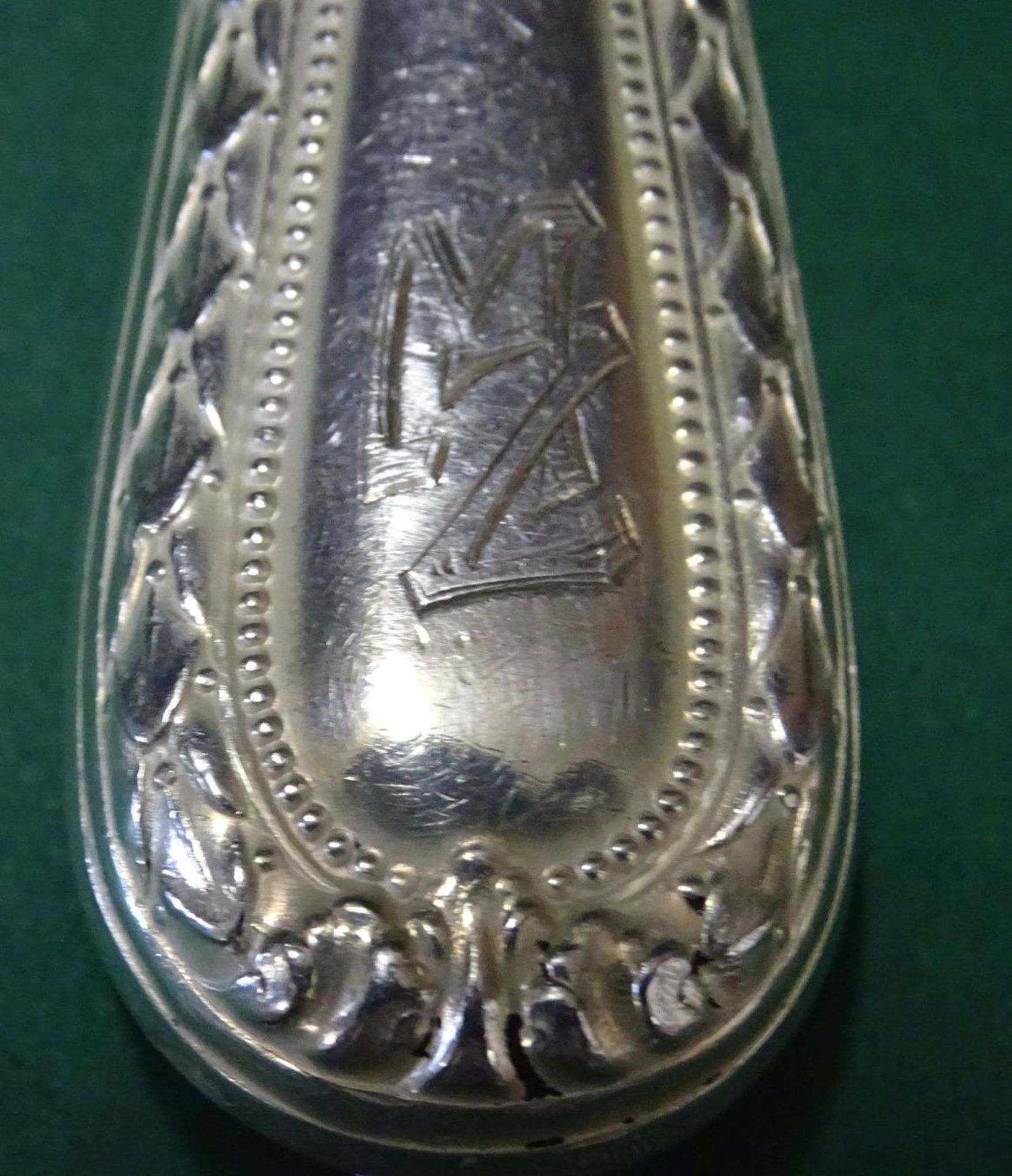 30 tg. Silberbesteck-800- "Wempe" mit Ziermonogramm MZ, L- Messer 25 cm, , ohne Messer gewogen - Bild 5 aus 6