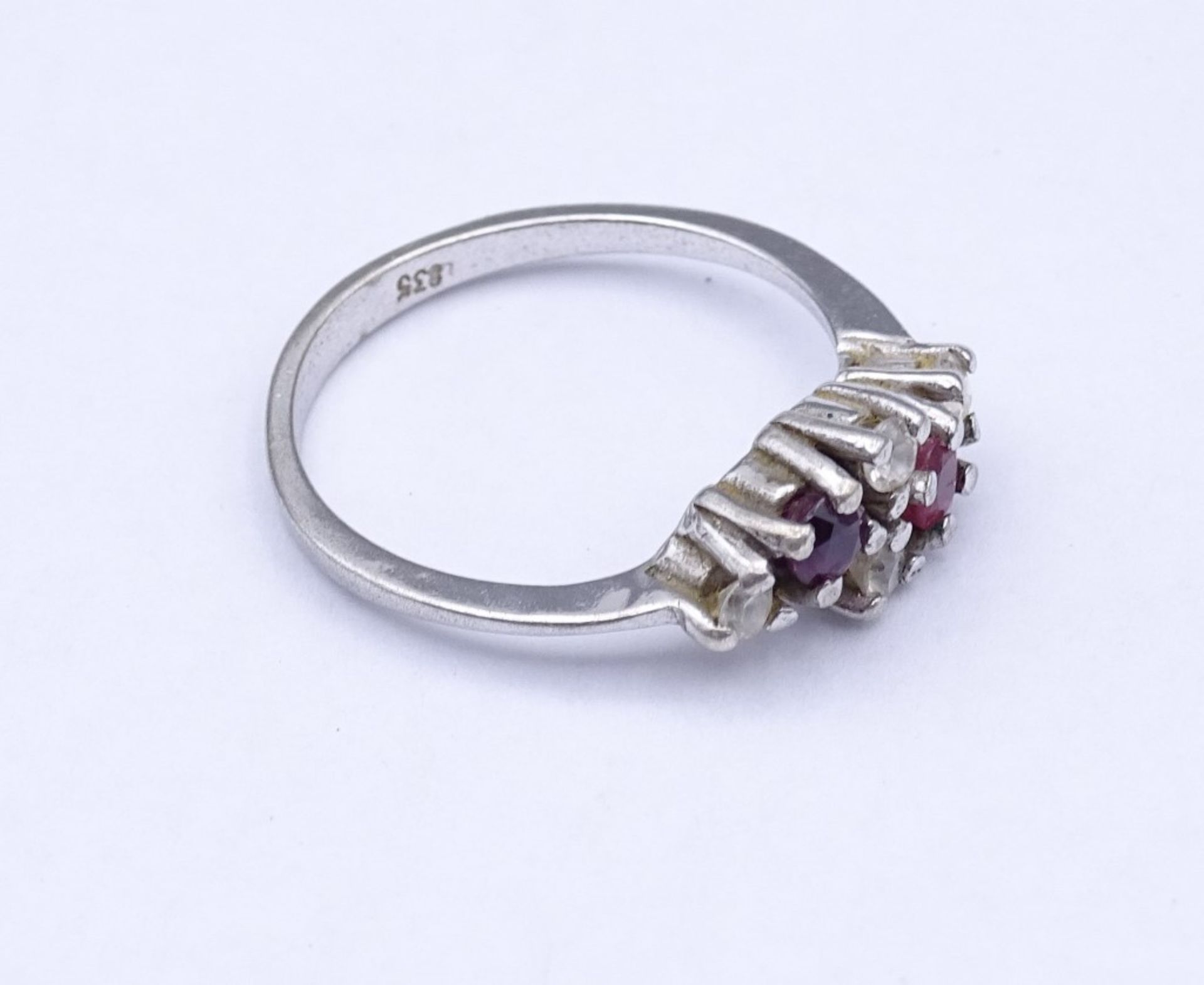 835er Silber Ring mit Rubine und Zirkonia,2,1gr.,RG 54 - Bild 3 aus 3