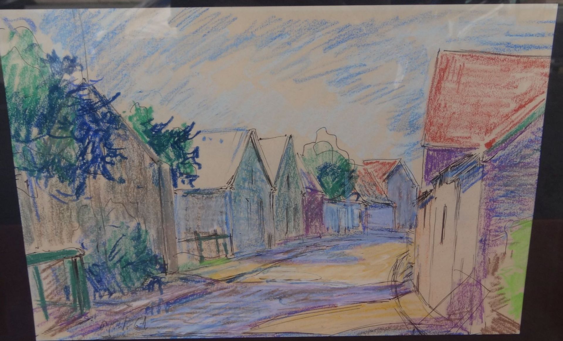 Paul Ernst WILKE (1894-1972), "Lange Strasse in Bremerhaven" Kreidezeichnung, MG 25x38 cm, ger/Glas,