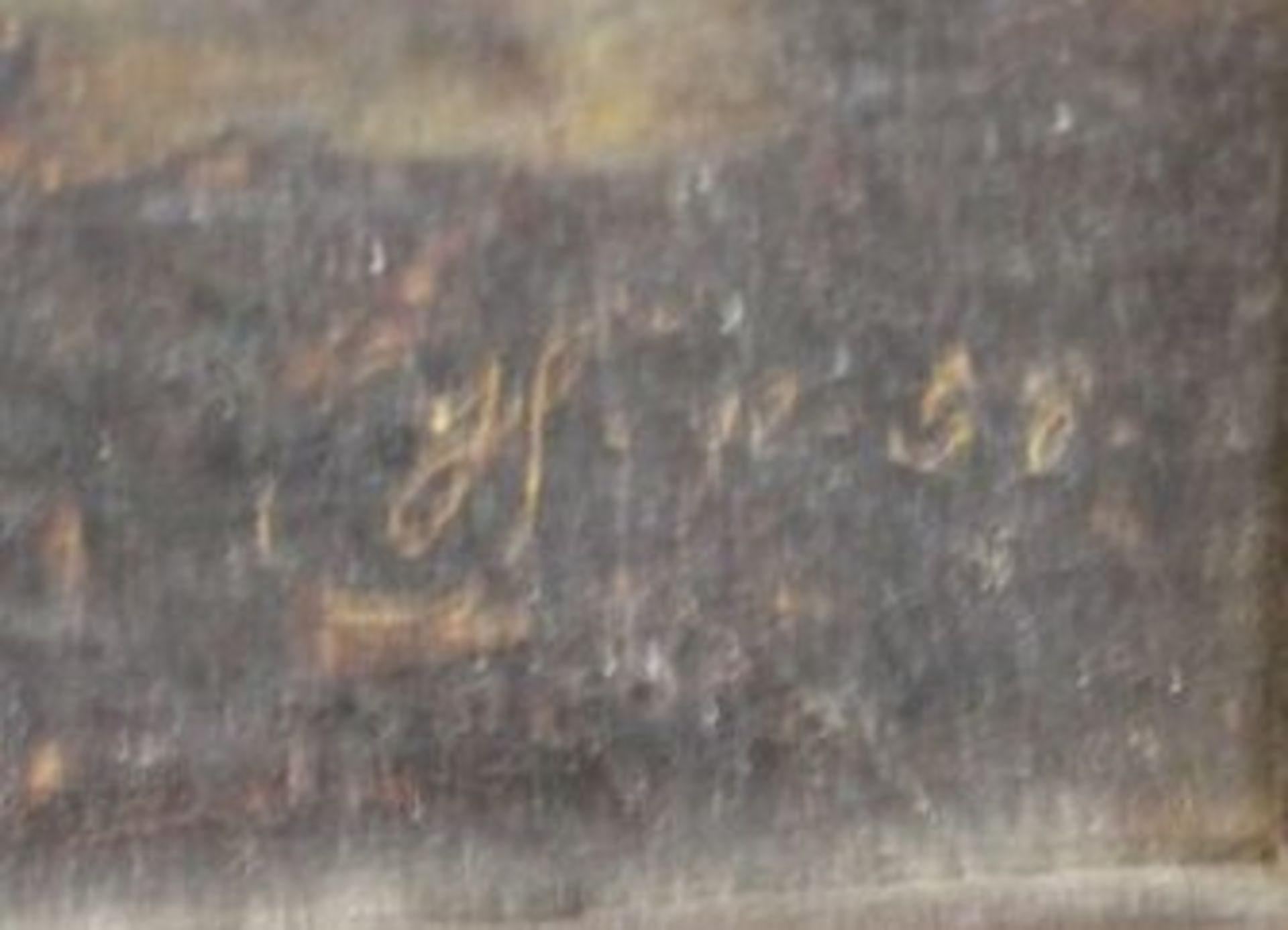 r.u. monogrammiert (18)58, Bachlauf, Öl/Leinwand, restaurierungs bedürftig, alt gerahmt, RG 43 x - Image 2 of 4