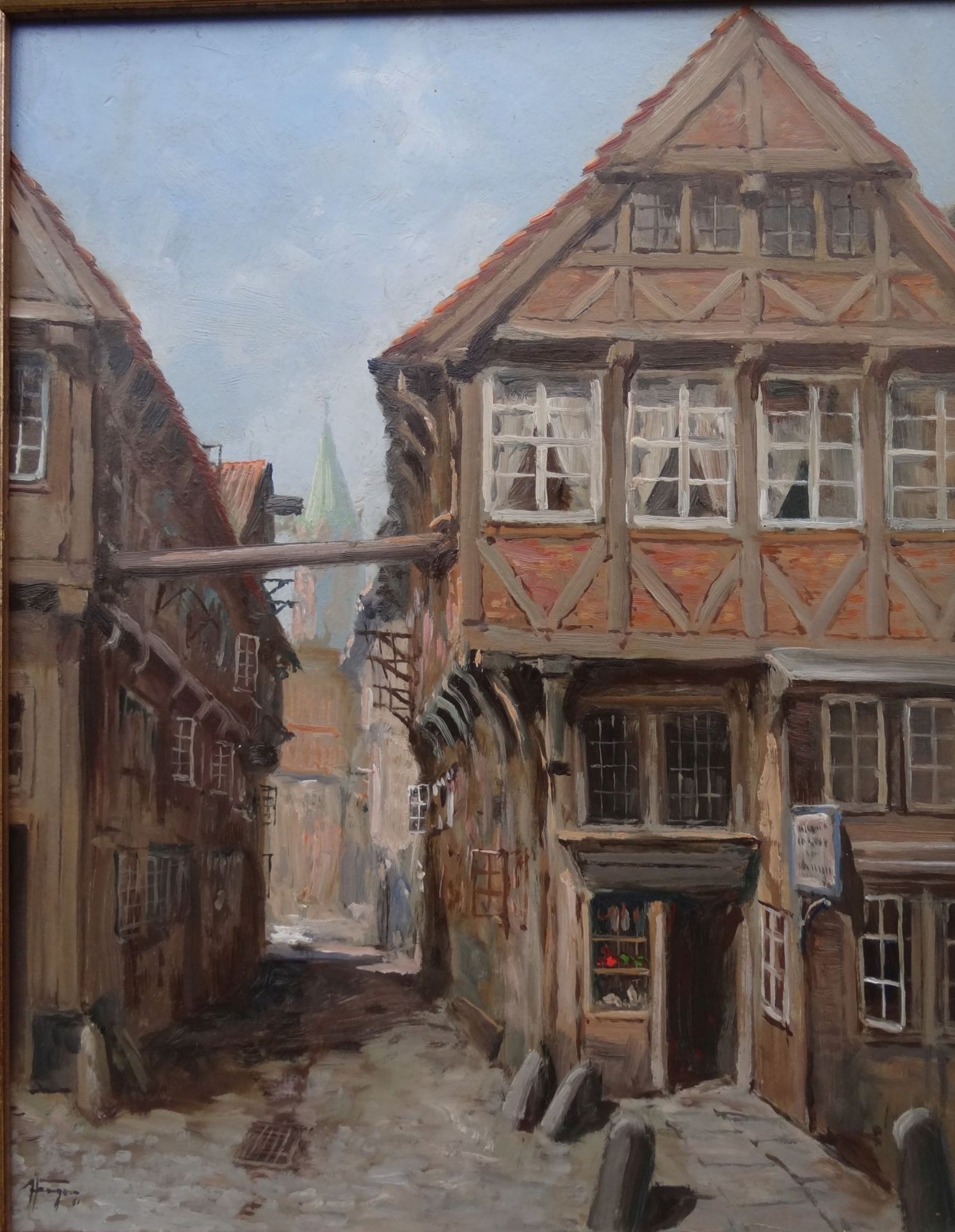 Hans FENGER (1893-1980) (?) "Alt-Hamburg-Mührenhof", Öl/Platte, gerahmt, RG 42x37