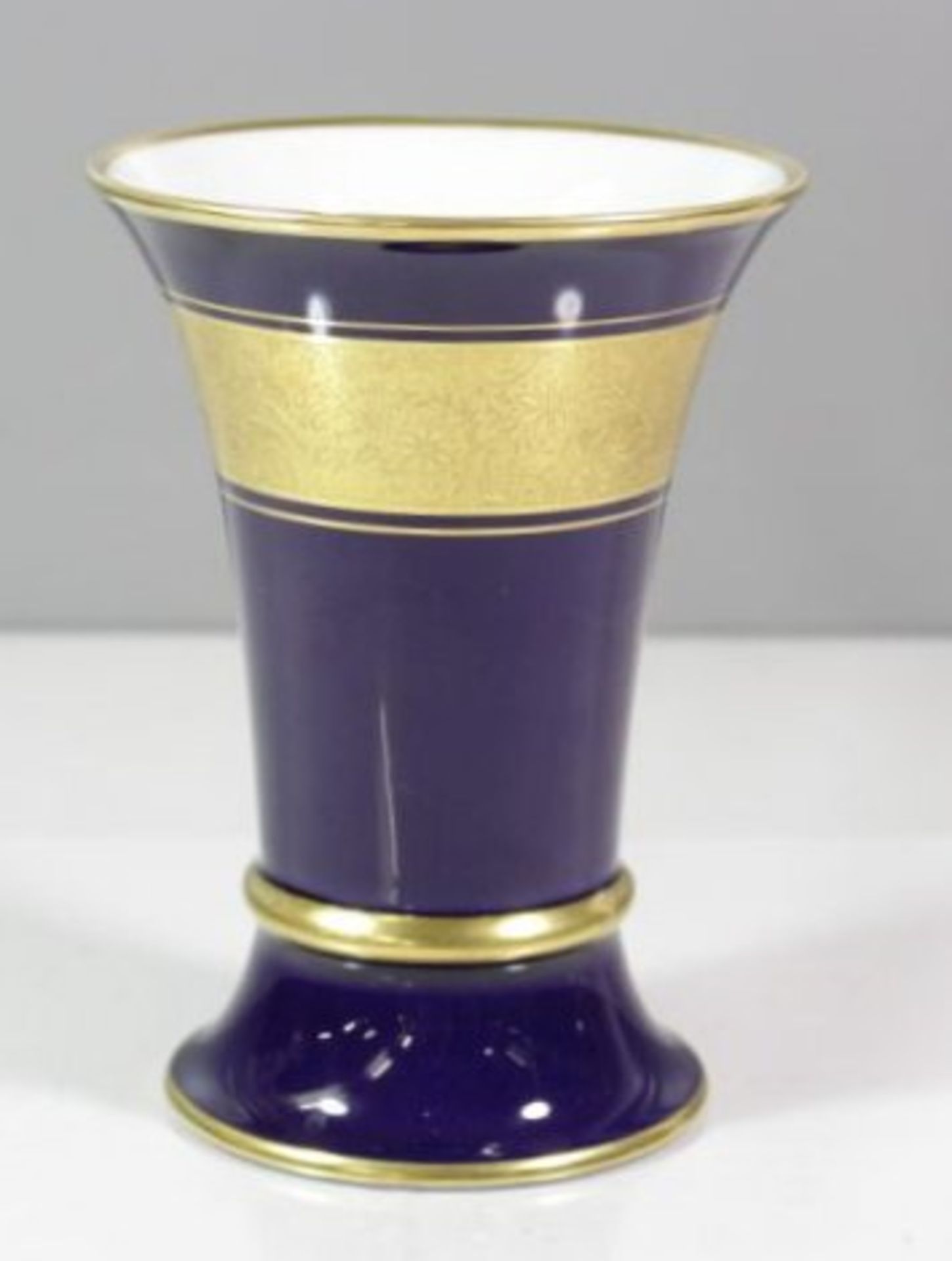 Kratervase, Lindner, Kobalt mit Gold, H-15,5cm.