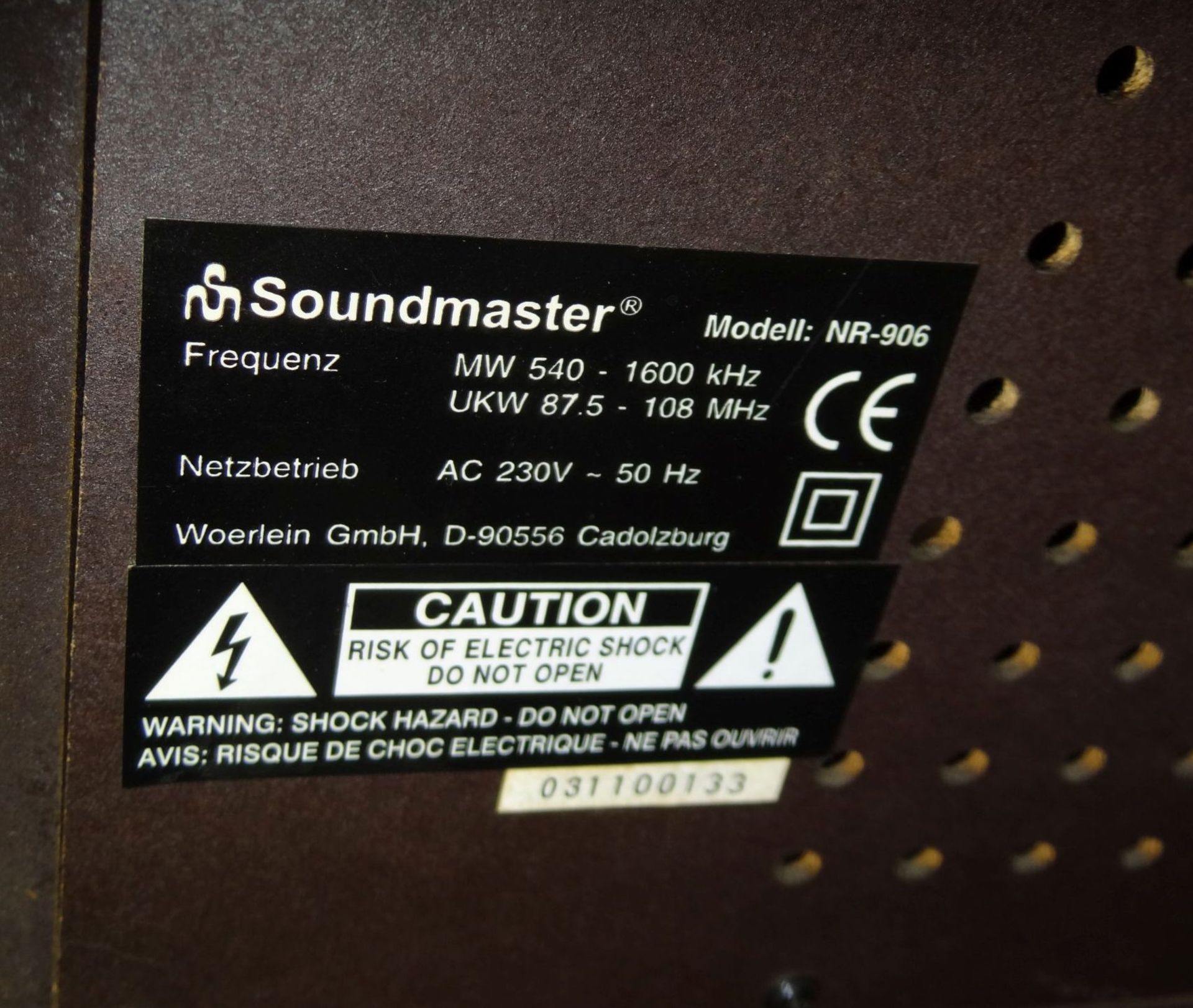 Soundmaster NR 907 R Stereoanlage Kompaktanlage CD Plattenspieler Radio, funktionstüchtig, Nr. - Bild 3 aus 3