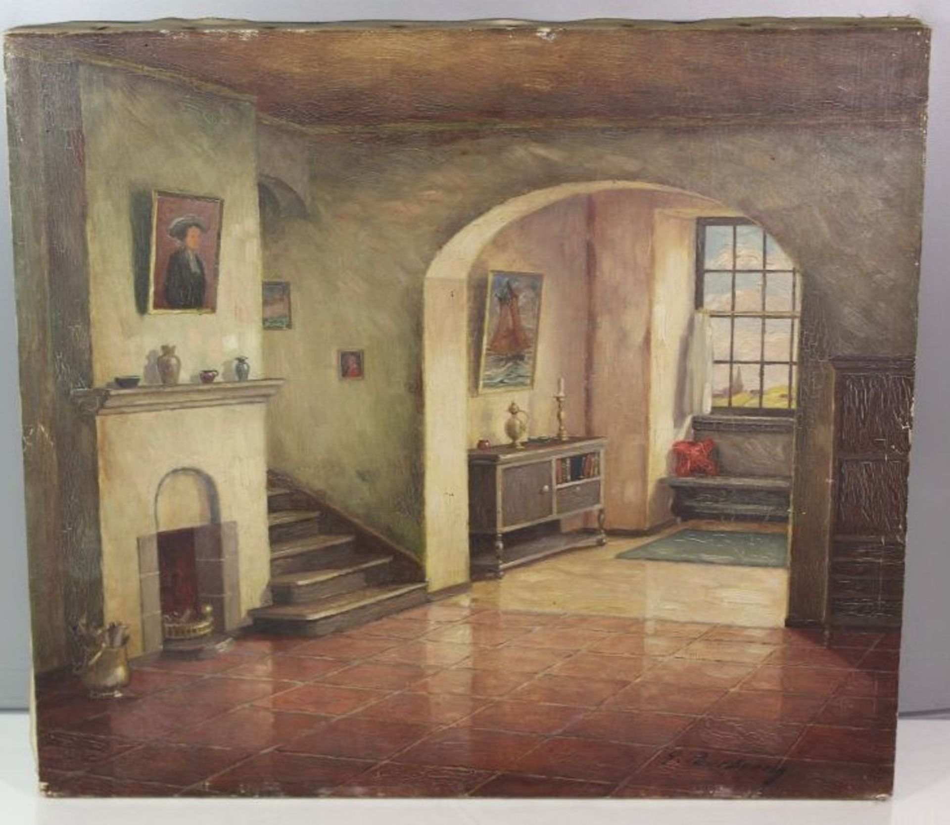 Alfons PEERBOOM (1882-1958), Interieur, Öl/Leinwand, ungerahmt, 40 x 45,5cm. - Bild 3 aus 4