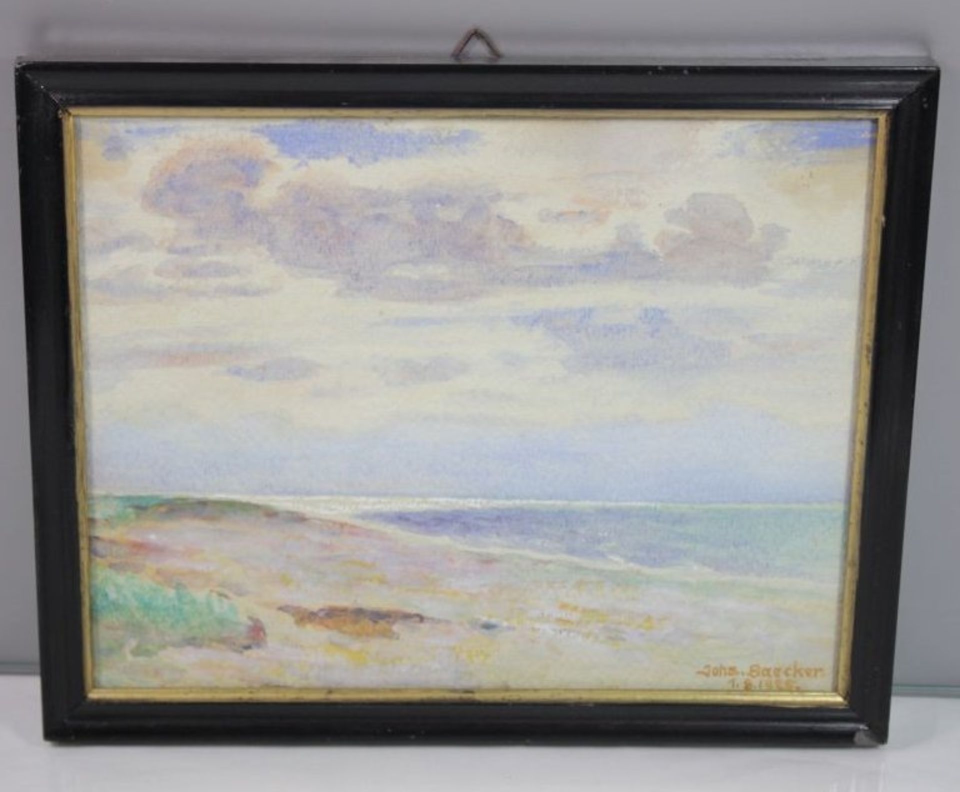 Baecker, Johs (Johannes) (19./20. Jh.) "Ostseeblick", Aquarell, sign. u.r. u. dat. 1.8 1925,, - Bild 4 aus 4