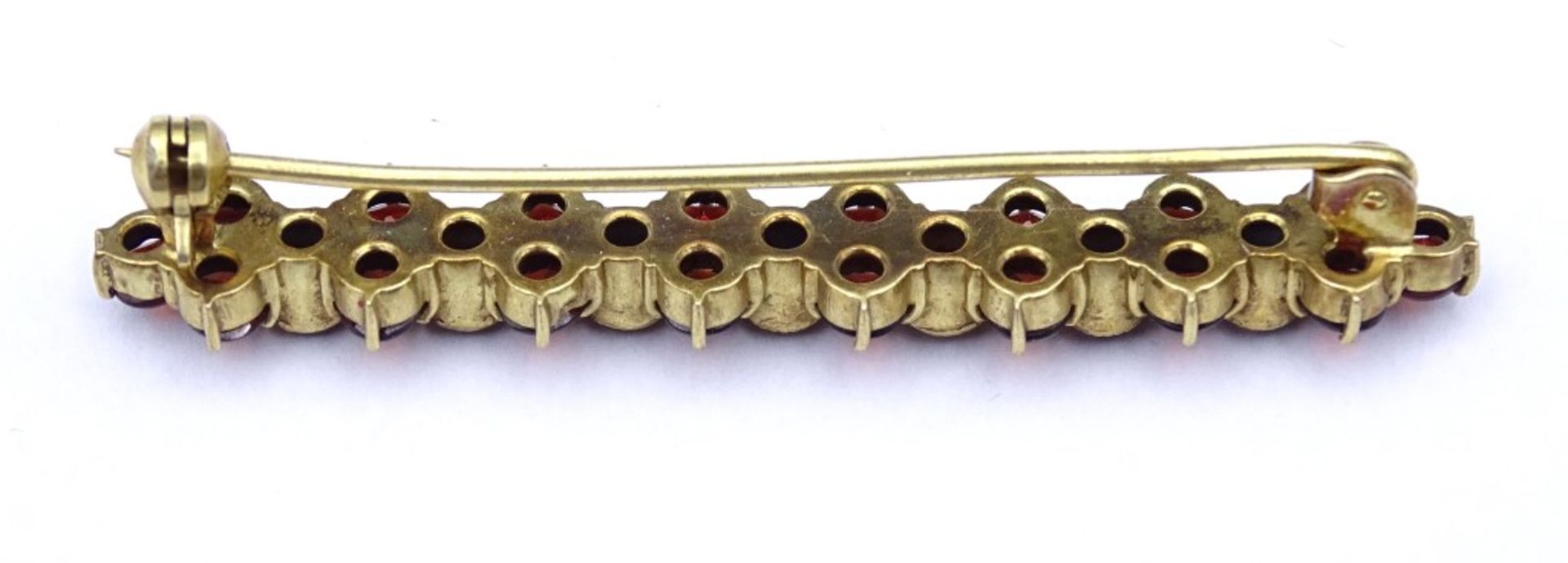 Granat Brosche Normgold - sog.Viertelgold 250/000,L- 5,3cm, 3,7gr. - Bild 3 aus 3