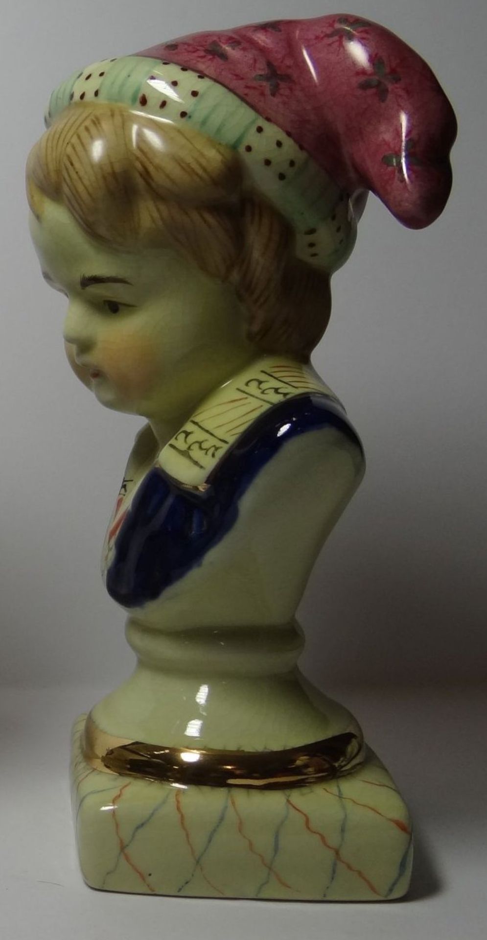 Kinderbüste mit Zipfelmütze, H-ca. 21 cm, ungedeutete Marke, dat. 18 - Bild 4 aus 5