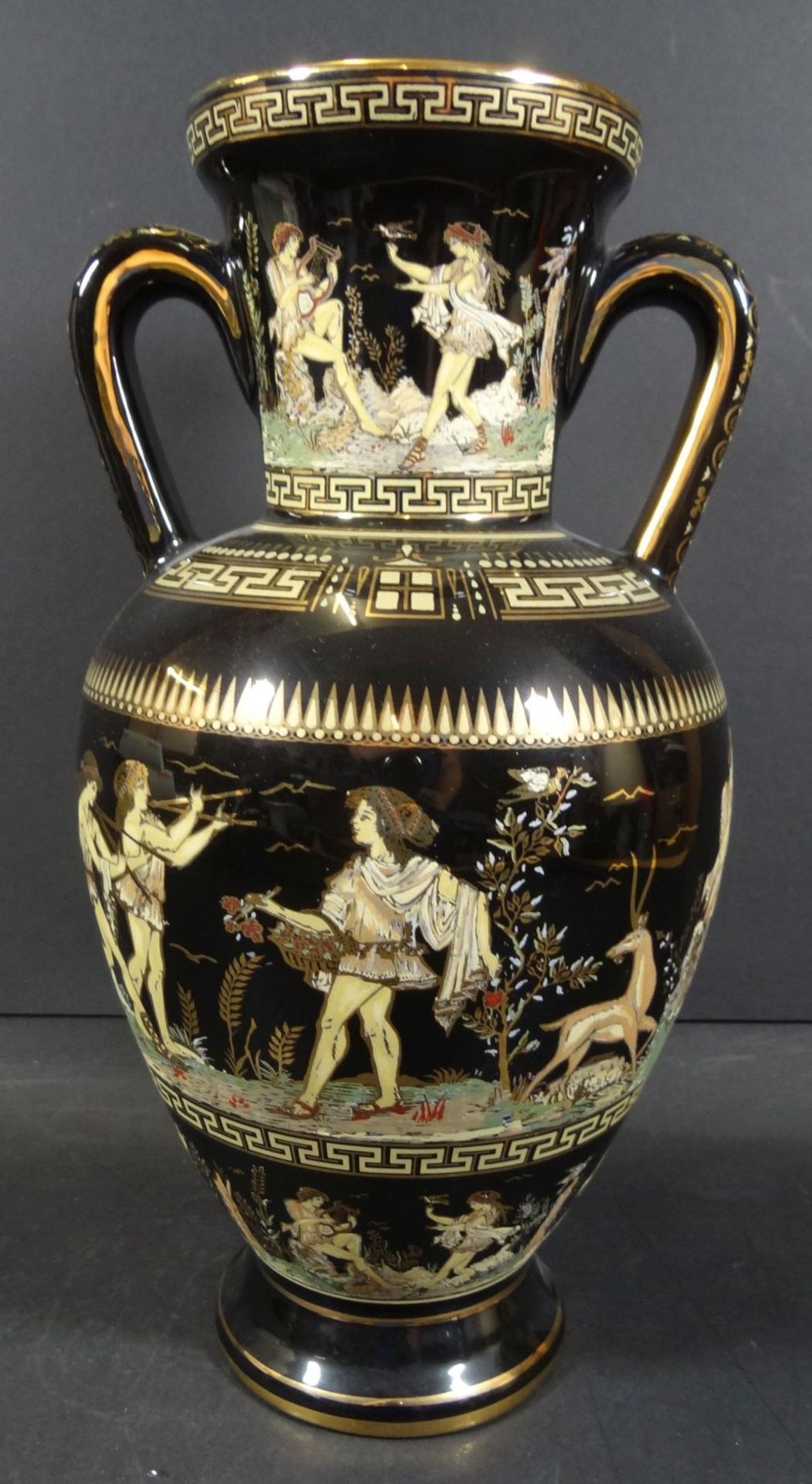 gr. Henkelvase mit antikis. griechischen Motiven bemalt, Greece Handarbeit, H-30 cm - Bild 2 aus 7
