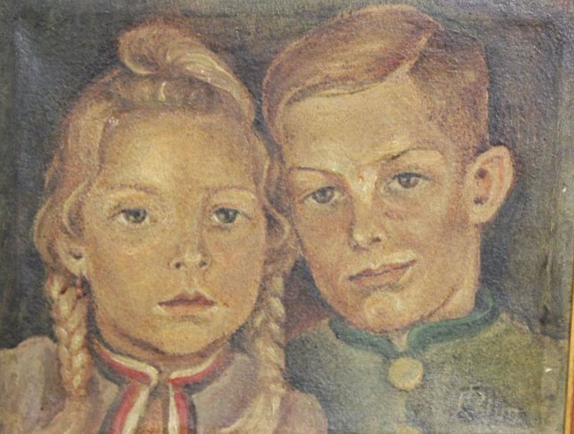 unleserl. signiertes Kinderportrait, Öl/Leinwand, gerahmt, RG 33 x 40cm.