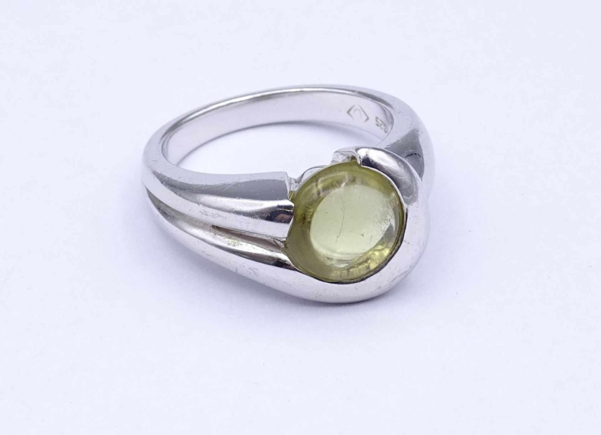 Silber Ring mit einen runden grünen Stein,Sterling Silber 925/000, 9,7gr.,RG 6 - Bild 2 aus 3