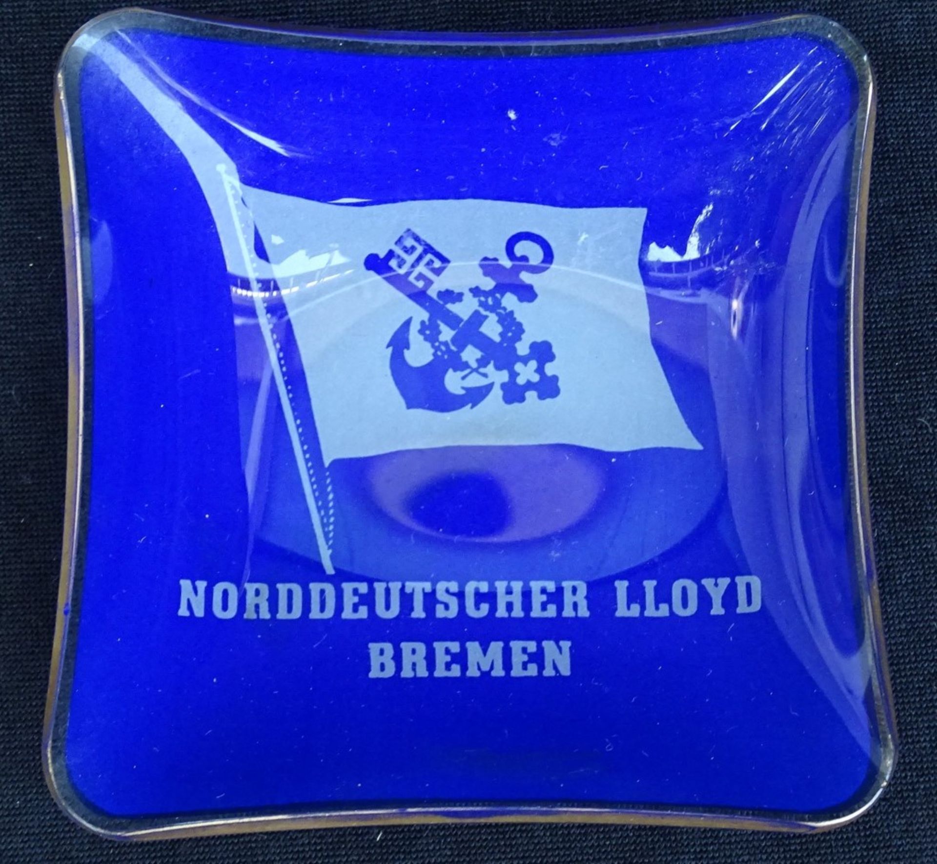 Glasaschenbecher "Norddeutscher Lloyd Bremen", 9,9x9,9cm