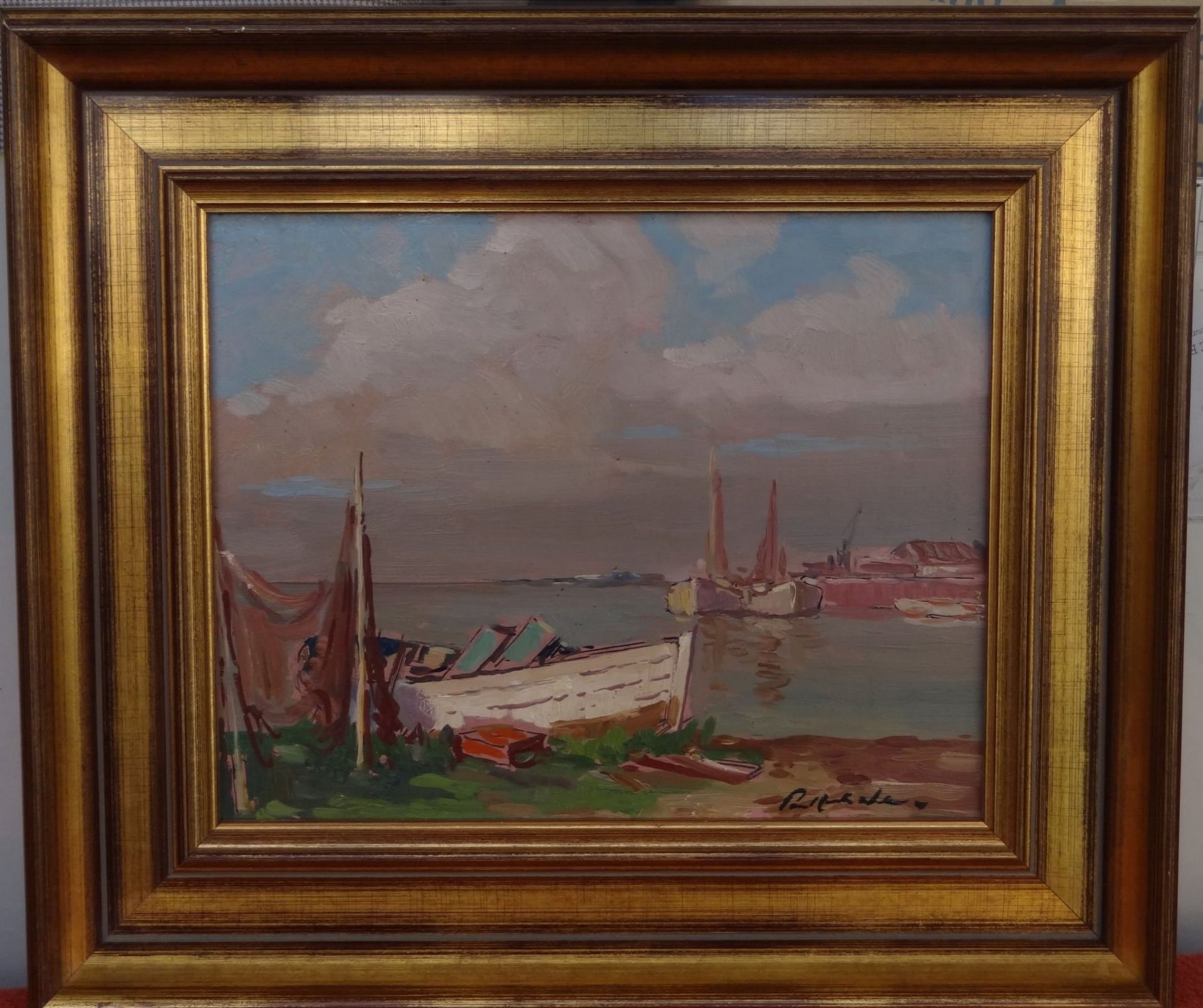 Paul Ernst WILKE (1894-1972), "Fischerboote im Hafen", Öl/Platte, gerahmt, RG 39x42 c - Bild 2 aus 5