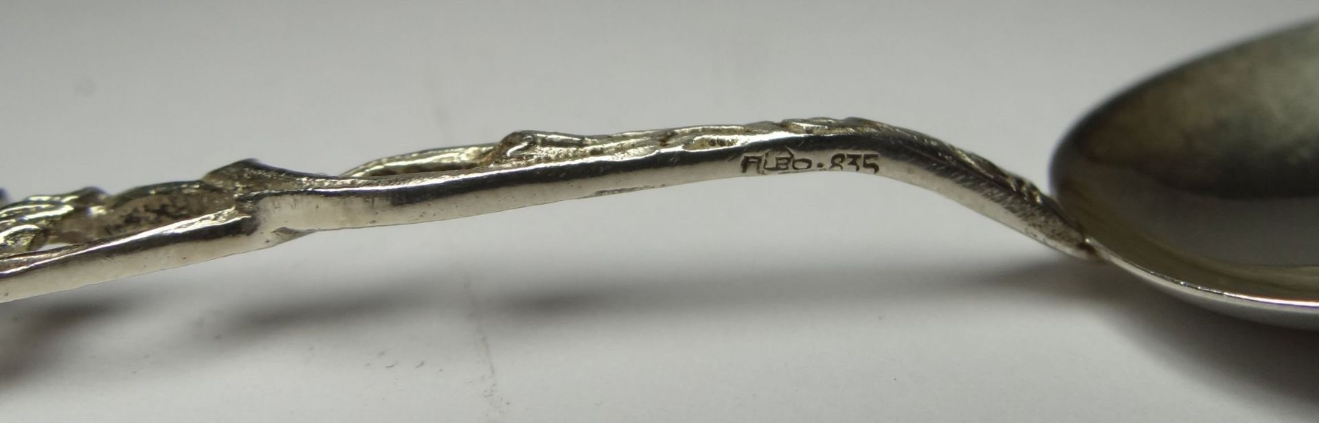 6 Teelöffel, Rosenmuster, Silber-835-, , L-11 cm, zus. 64 gr - Bild 3 aus 3