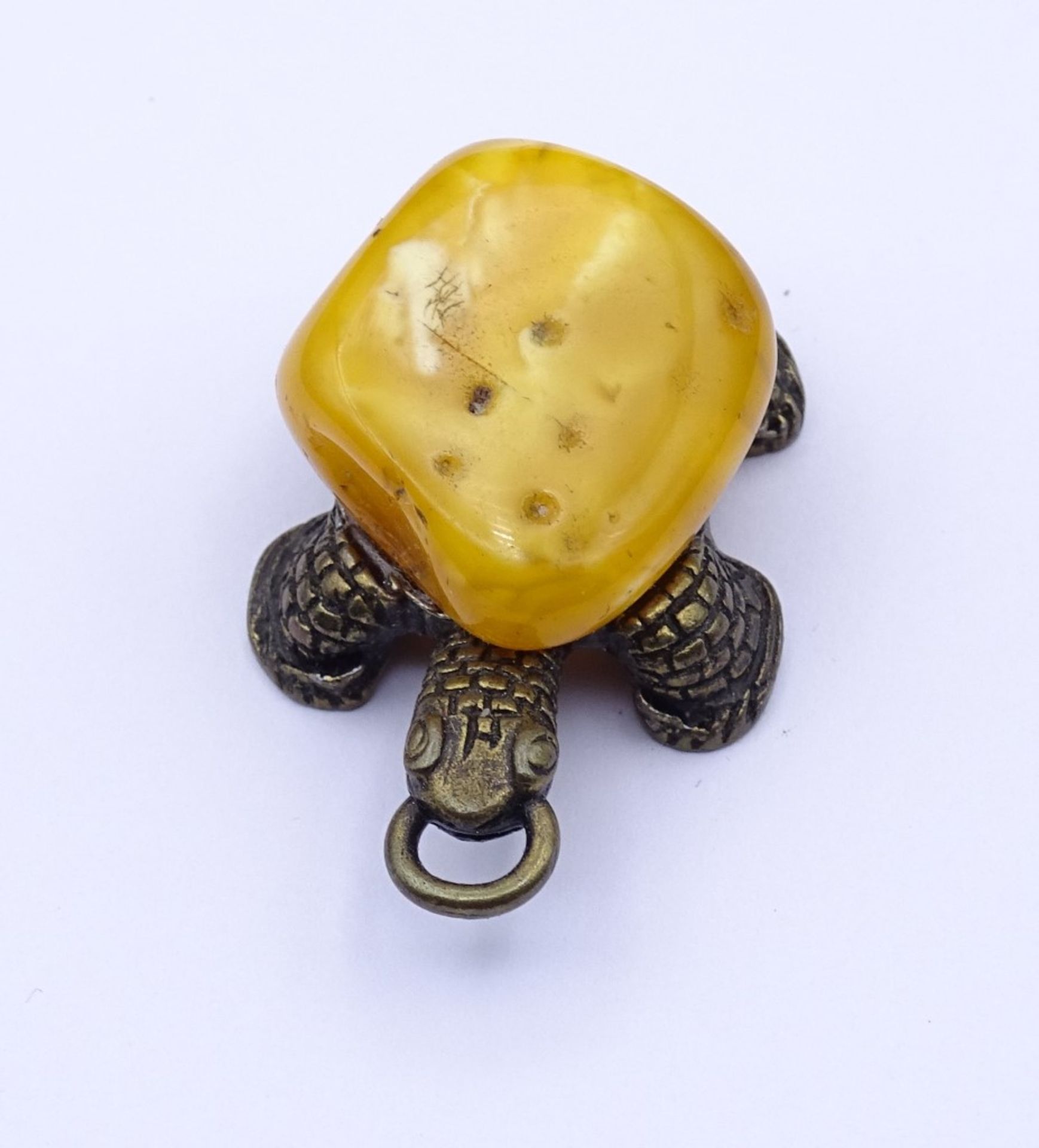 Schildkröte mit gelben Bernstein,Metallfassung,L-3,9cm - Bild 2 aus 4