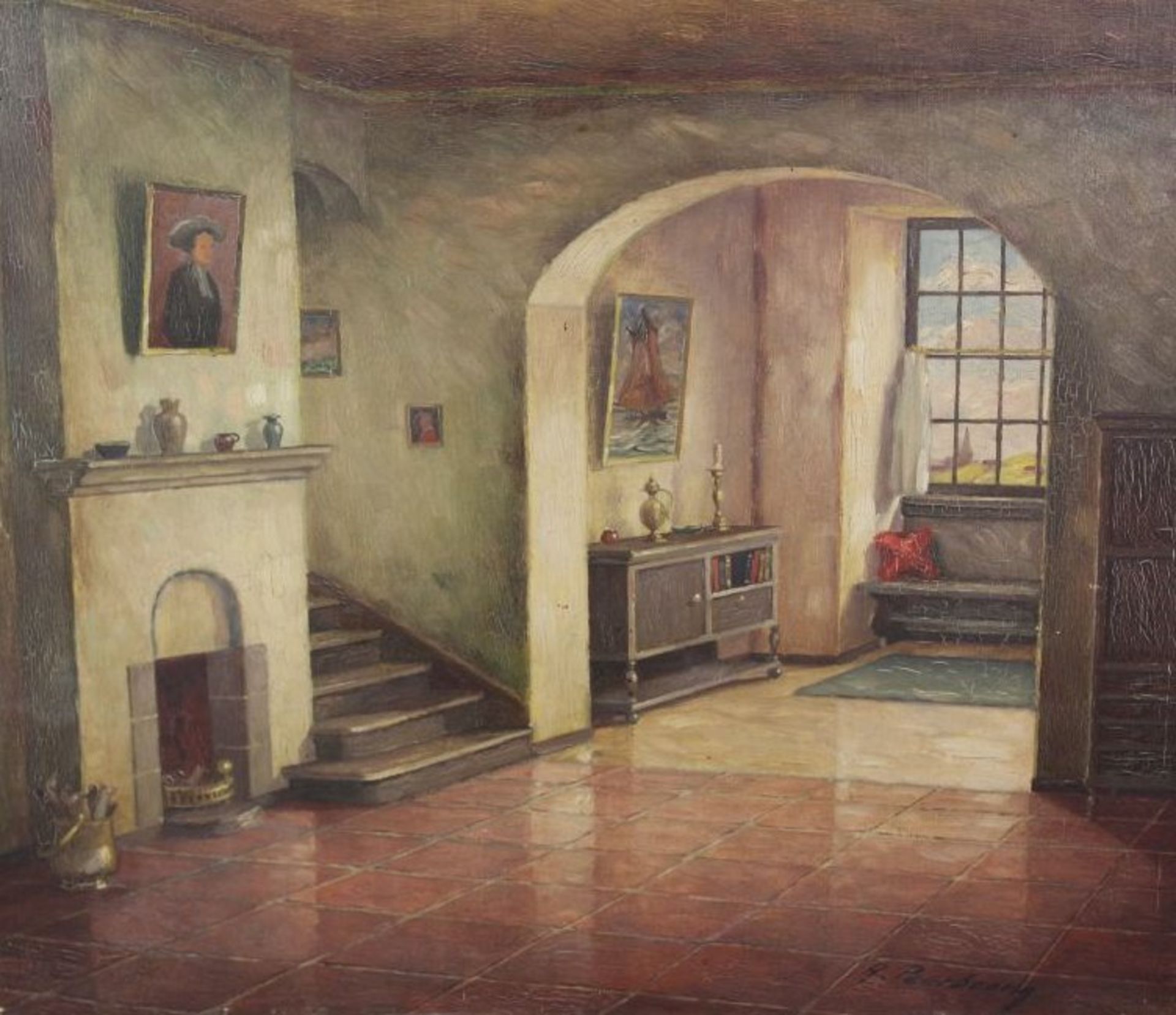 Alfons PEERBOOM (1882-1958), Interieur, Öl/Leinwand, ungerahmt, 40 x 45,5cm.