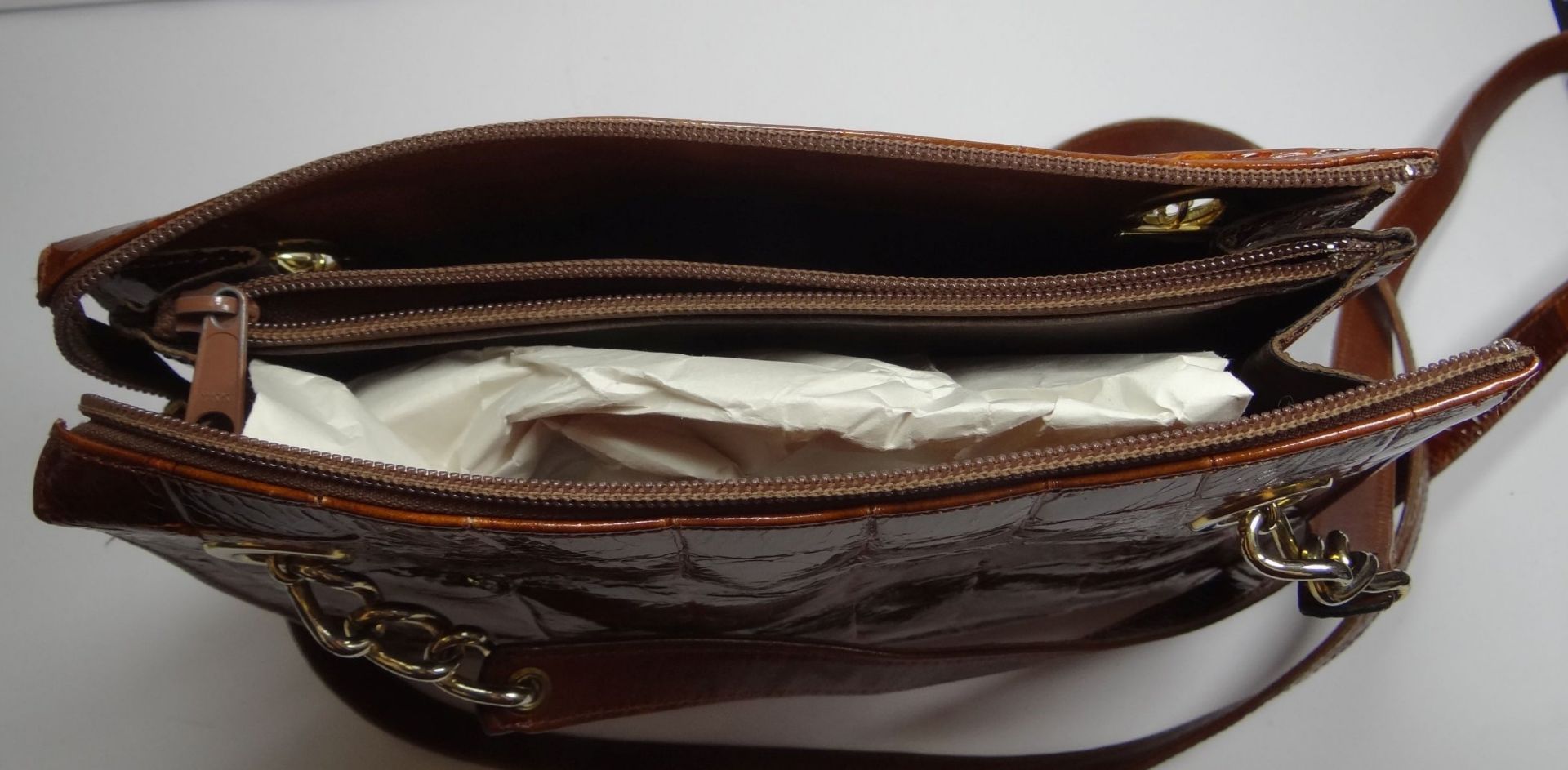 Damenhandtasche "Rolf Dey" Leder, Reptilienlook, guter Zustand, 23x26 cm - Bild 4 aus 5