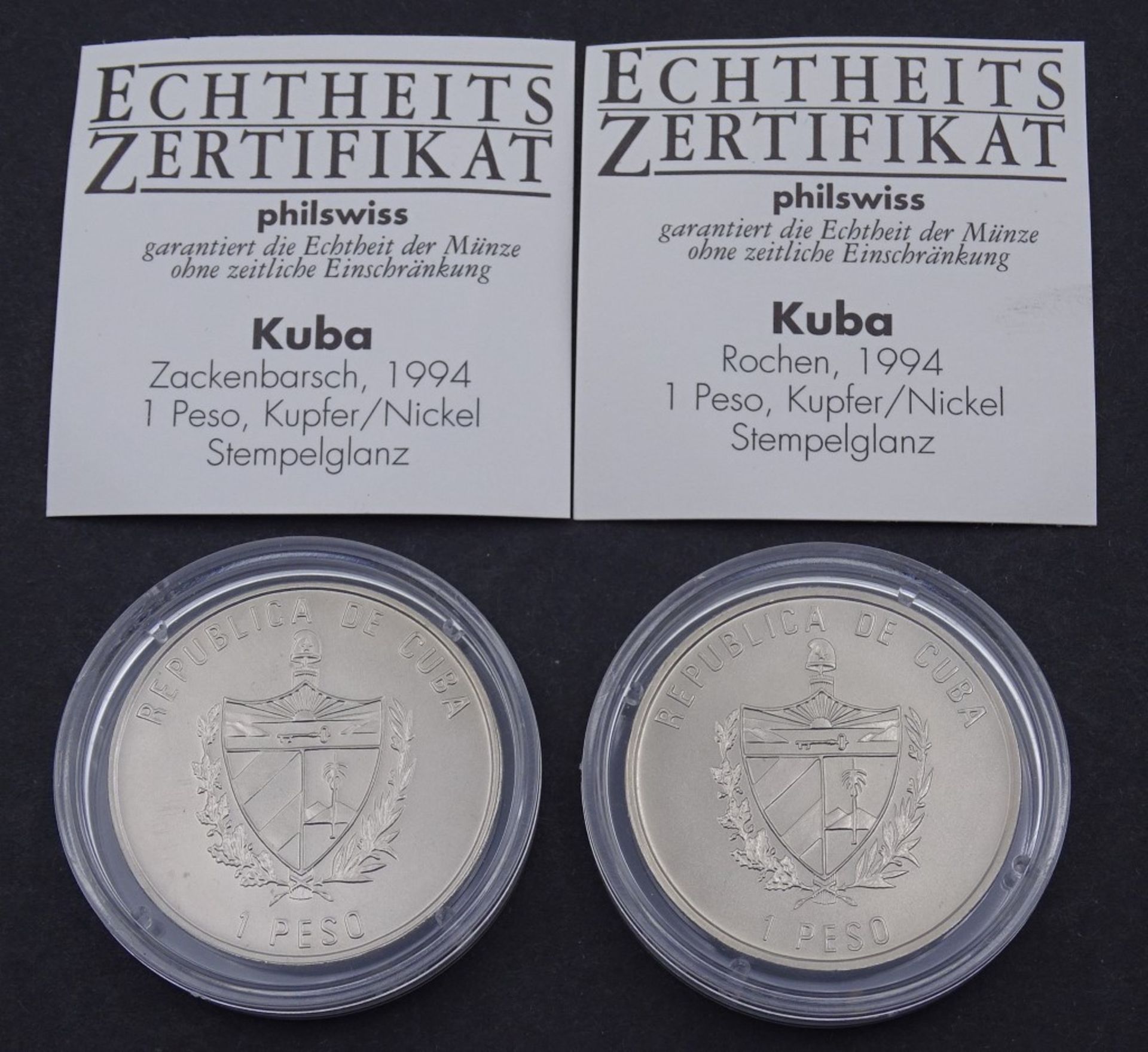 Zwei Farbmünzen Kuba 1994 in Kapsel - Bild 2 aus 2