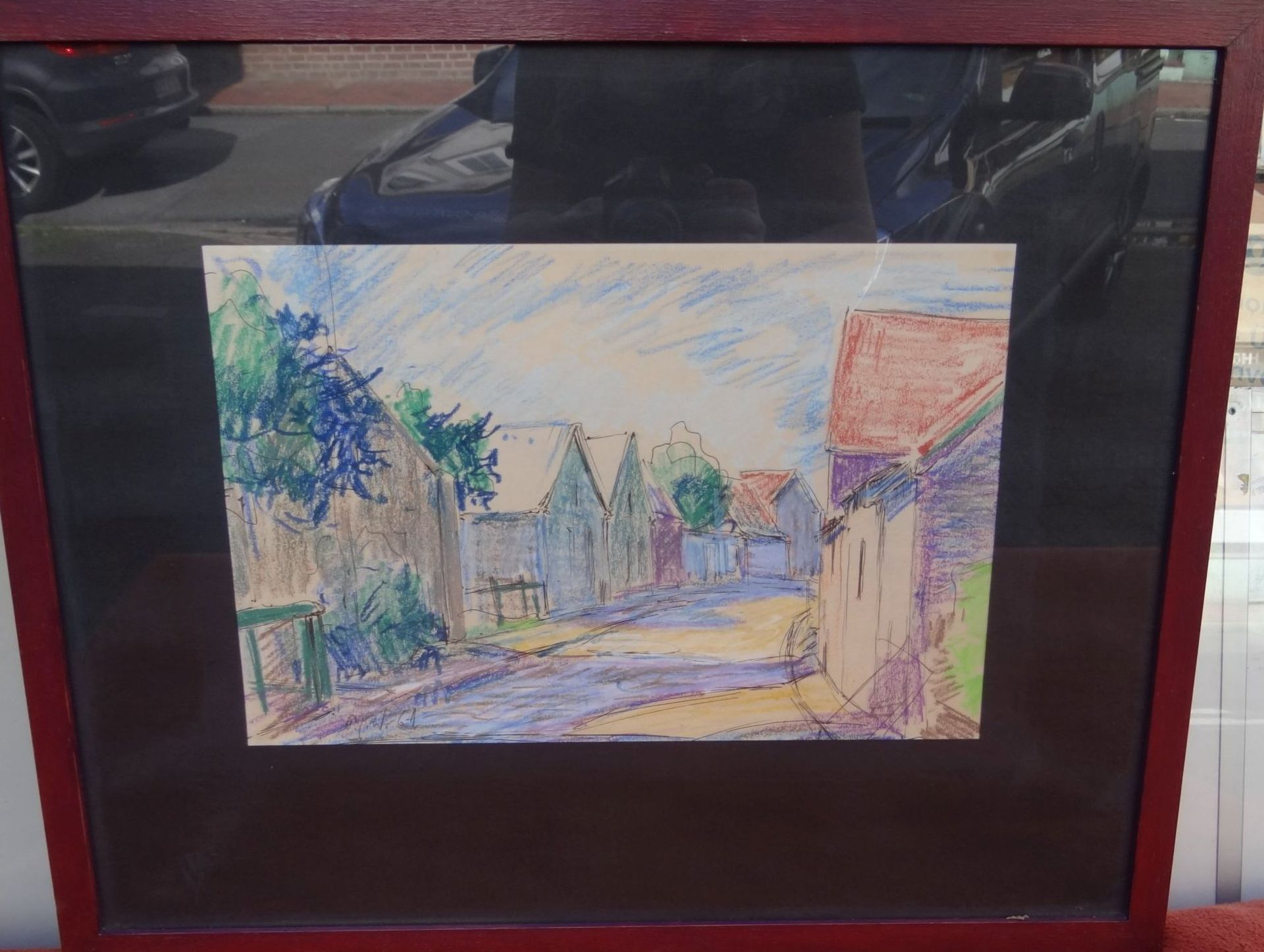 Paul Ernst WILKE (1894-1972), "Lange Strasse in Bremerhaven" Kreidezeichnung, MG 25x38 cm, ger/Glas, - Image 2 of 5