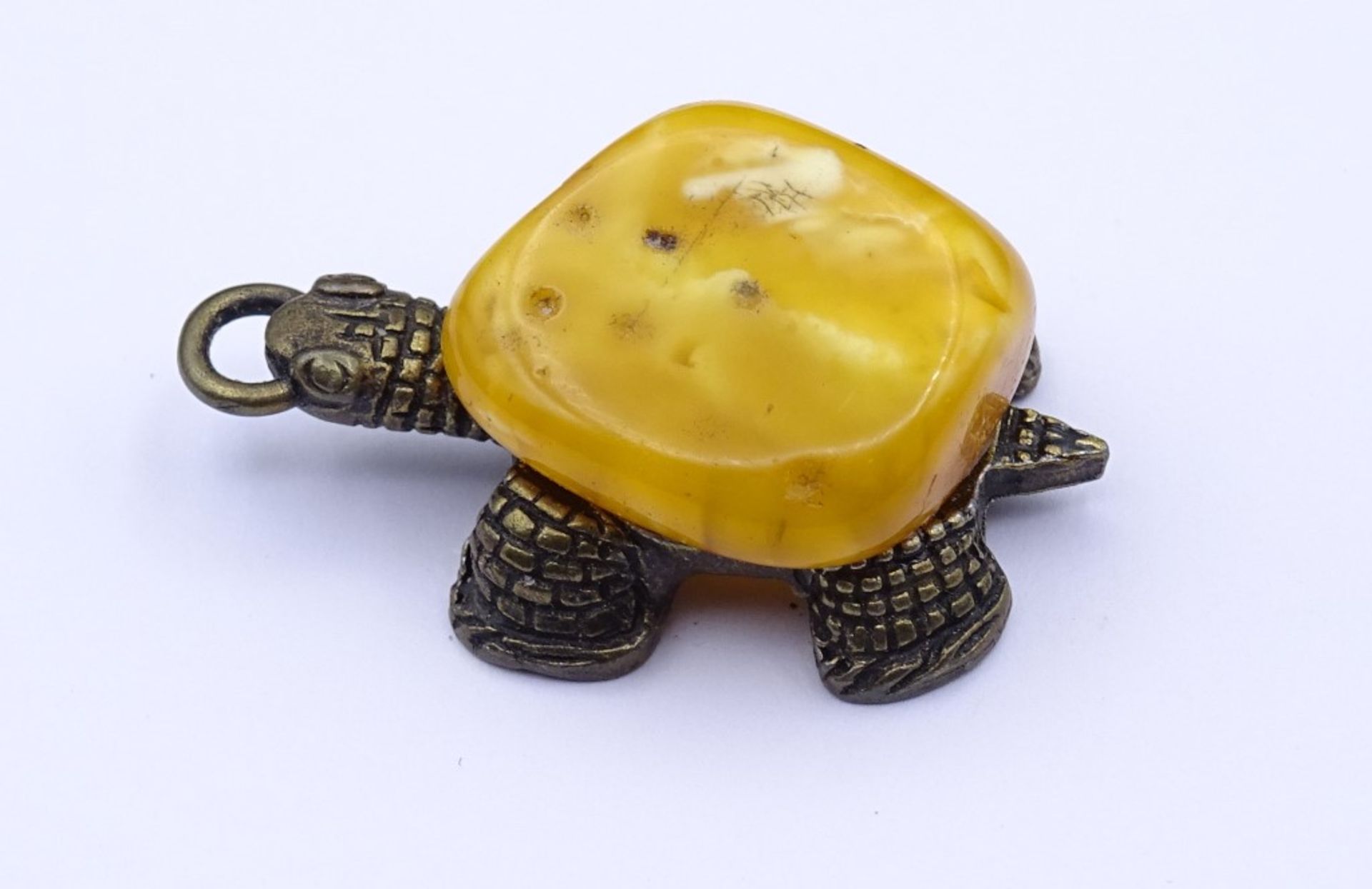 Schildkröte mit gelben Bernstein,Metallfassung,L-3,9cm - Bild 3 aus 4