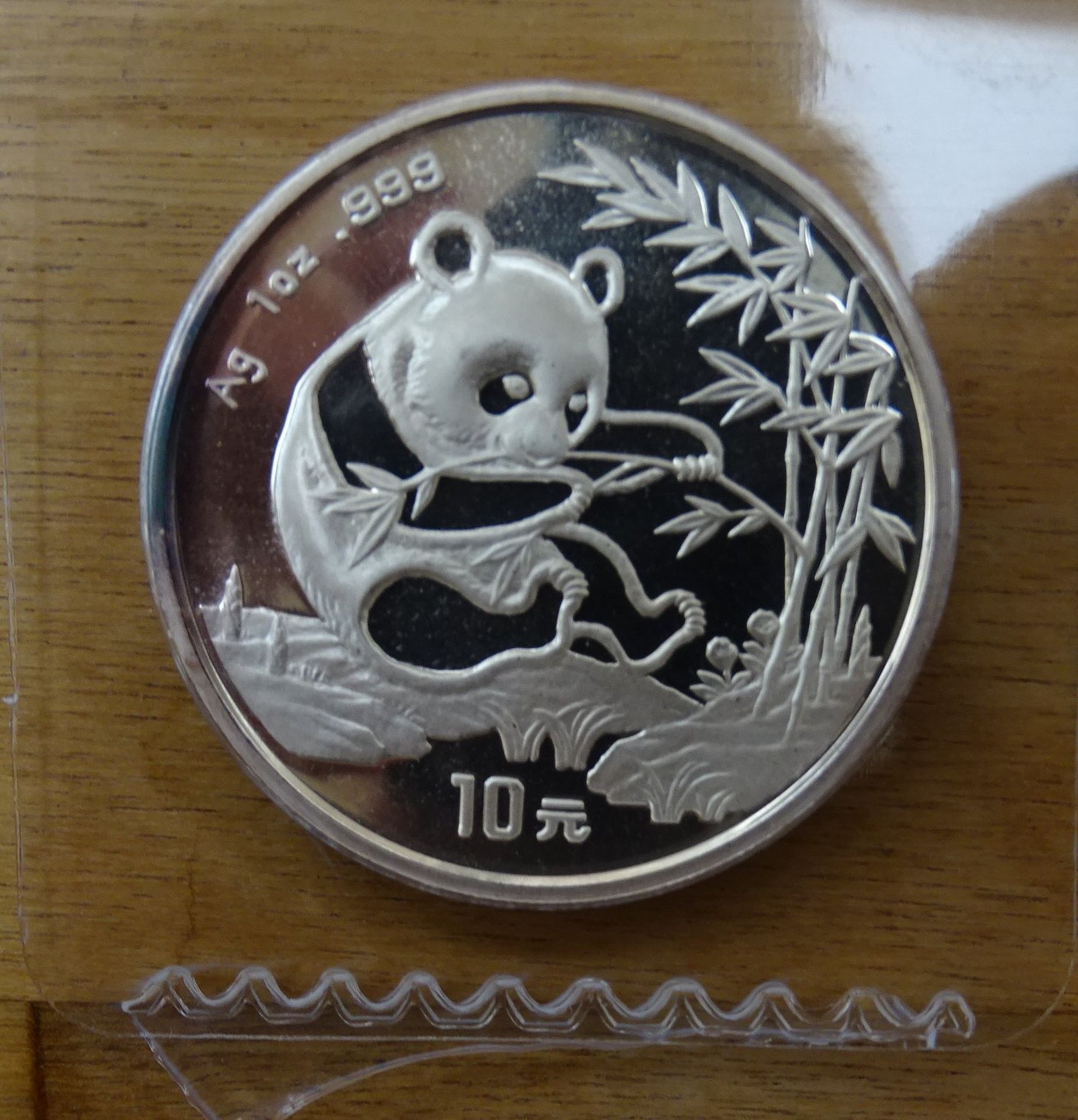 10 Yüan Panda 1994, PP, original verschweisst, angelaufen,