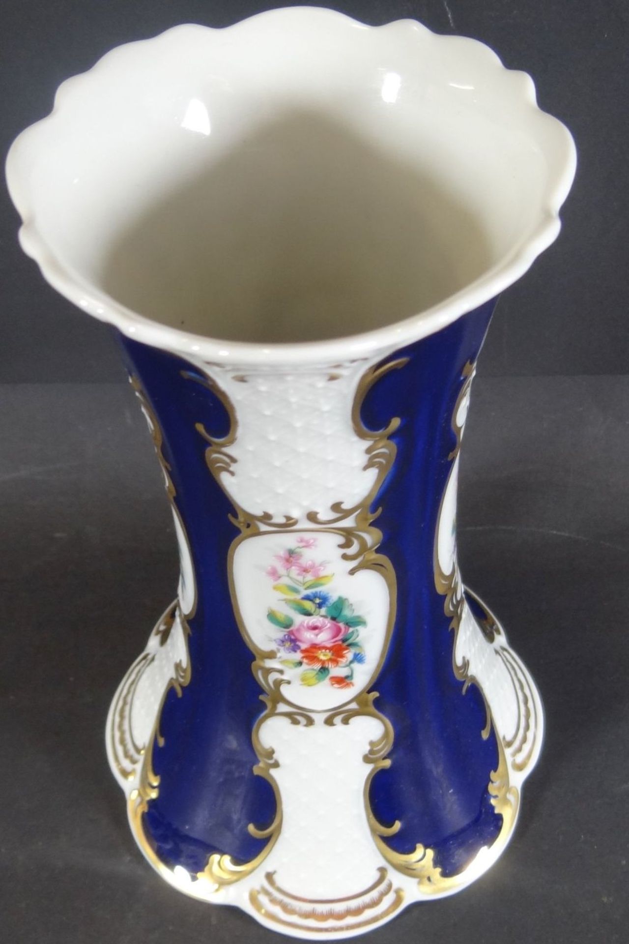 Vase mit Kobalt und Blumen "Lindner", H-20 cm - Bild 4 aus 5