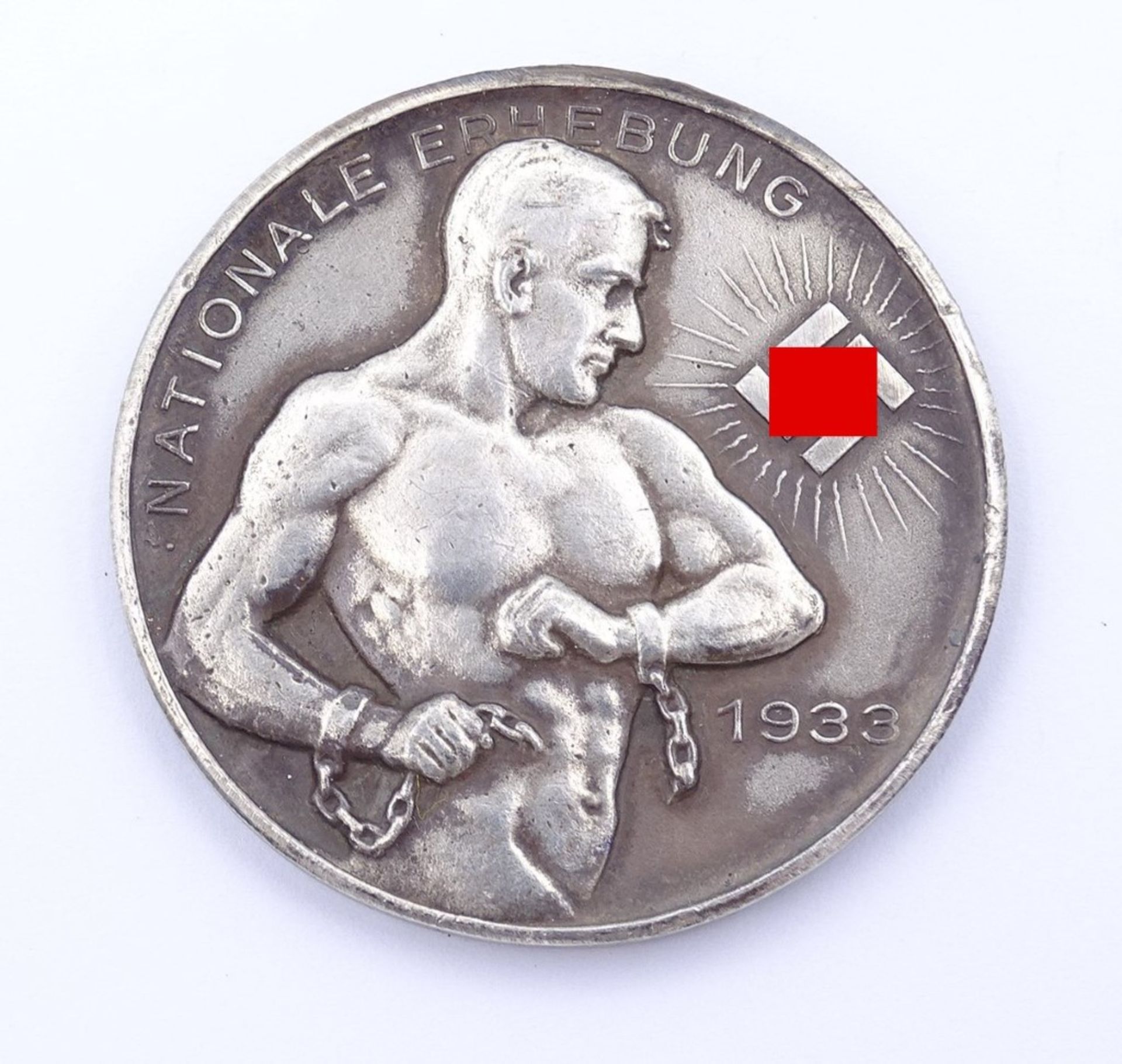 Medaille "Nationale Erhebung 1933",verso: Reichskanzler Adolf Hitler,d-40,3mm,(Öseloch wurde gefüll