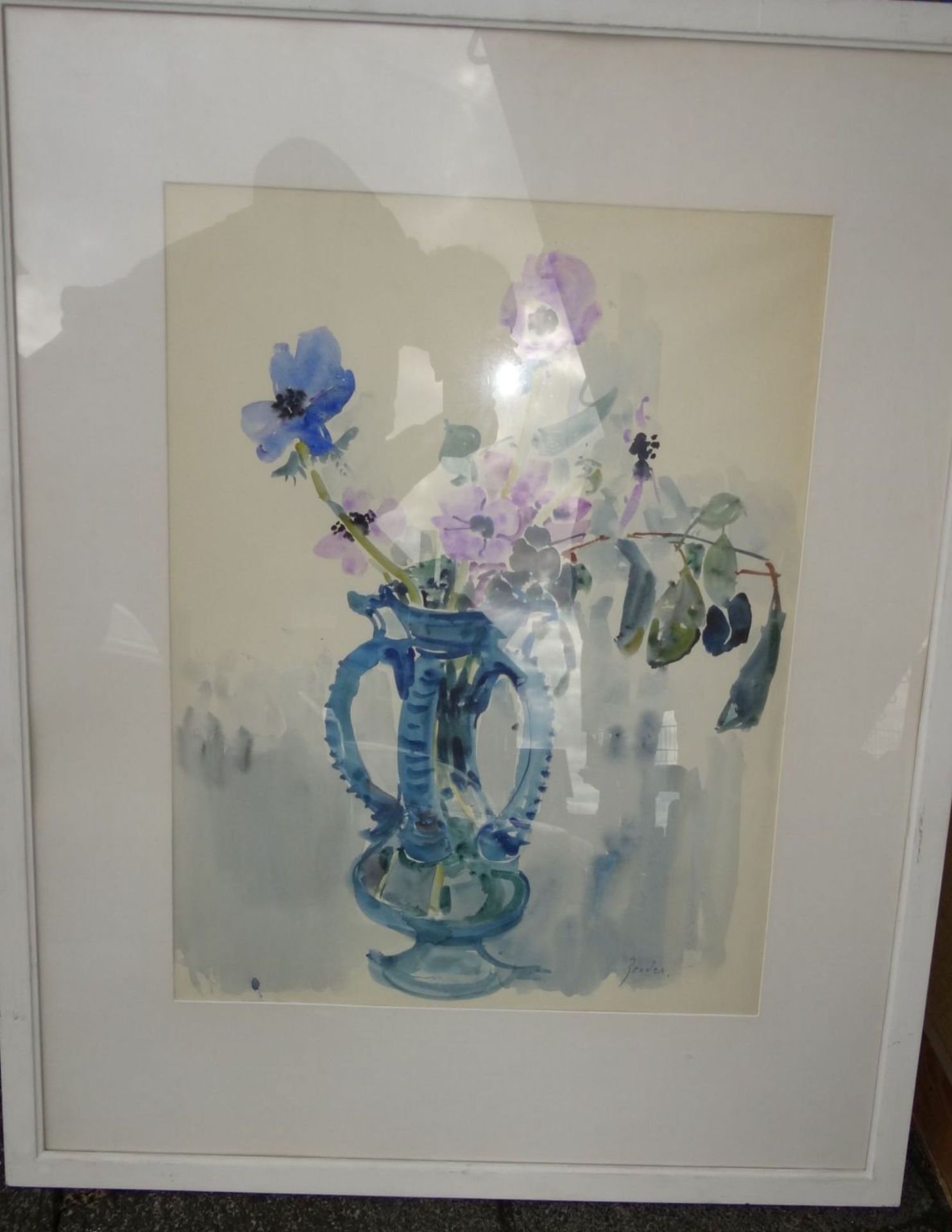Rudolf ZENDER (1901-1988) "Blumen" Aquarell, ger/Glas, RG 92x73 cm, anbei Buch über den Künstler, - Bild 2 aus 8