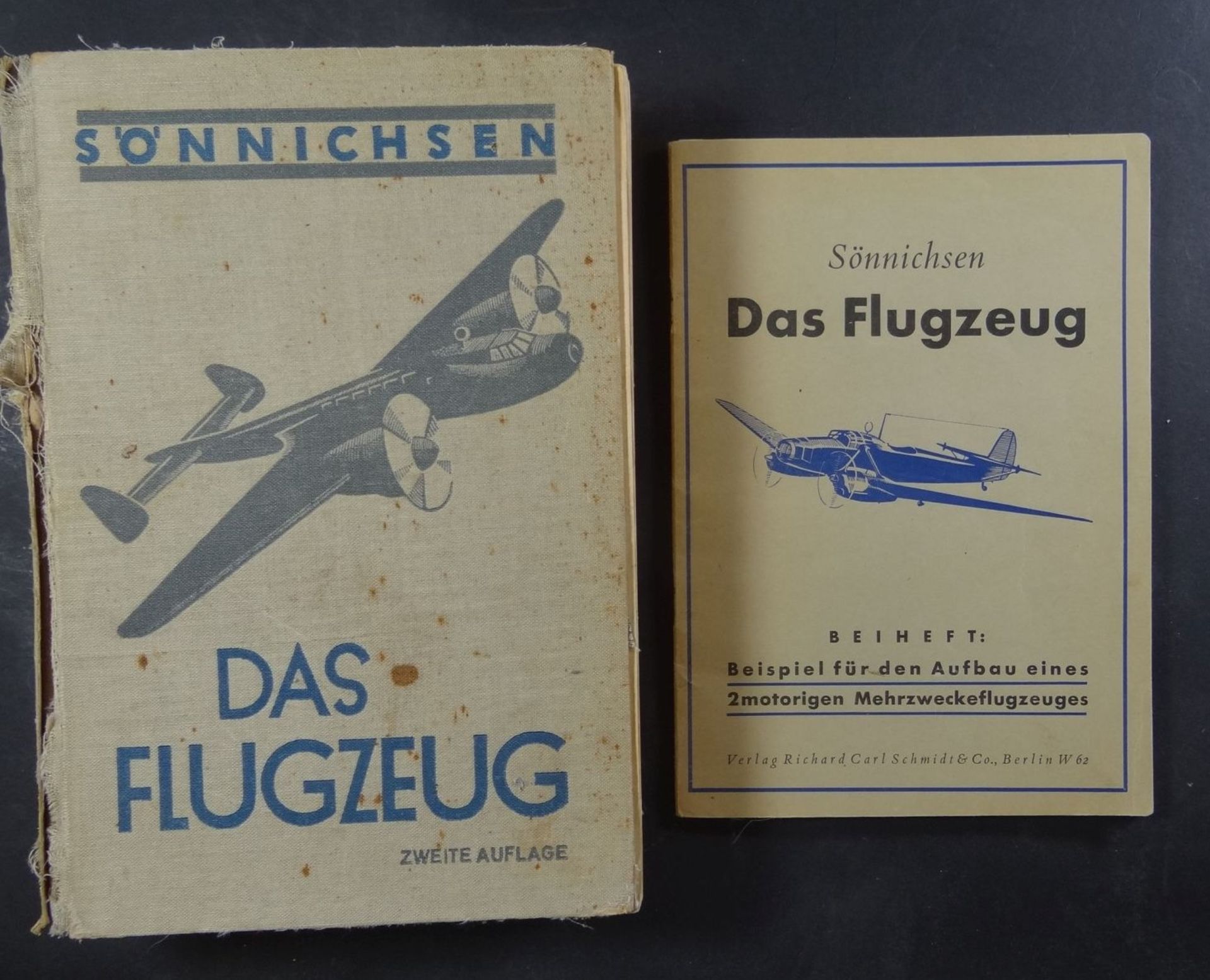 Sönnichsen, "Flugzeuge" 1941, 2.Auflage, mit Beiheft, Buchrücken lose, reich illustriert und mit