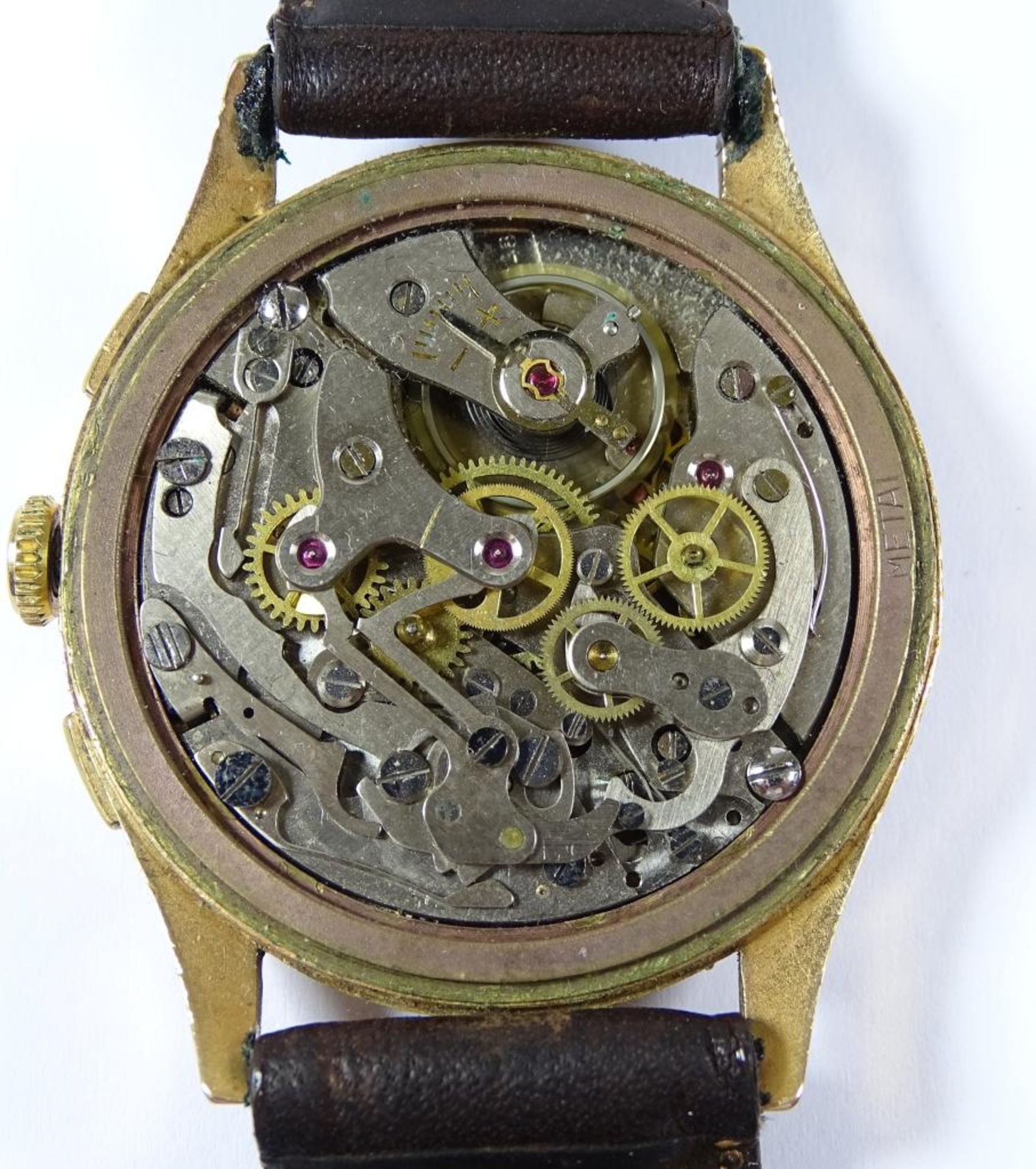 *HAU "Chronographe Suisse",Gold 750/000, mechanisch,Werk läuft,Deckel und Lünette Gold,d-36 - Bild 9 aus 10