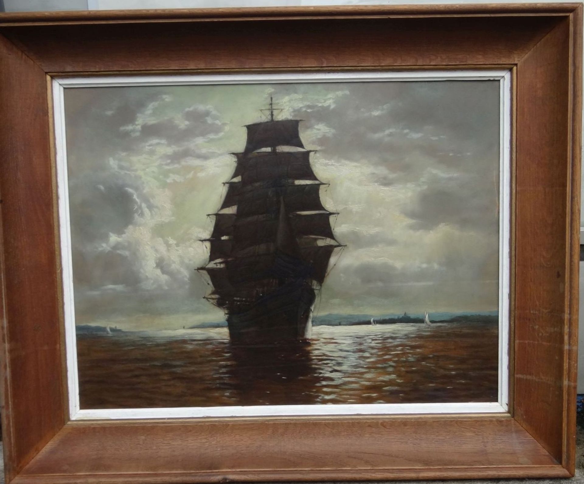 anonym "Segelschiff auf See" Öl/Platte, gerahmt, RG 67x80 c